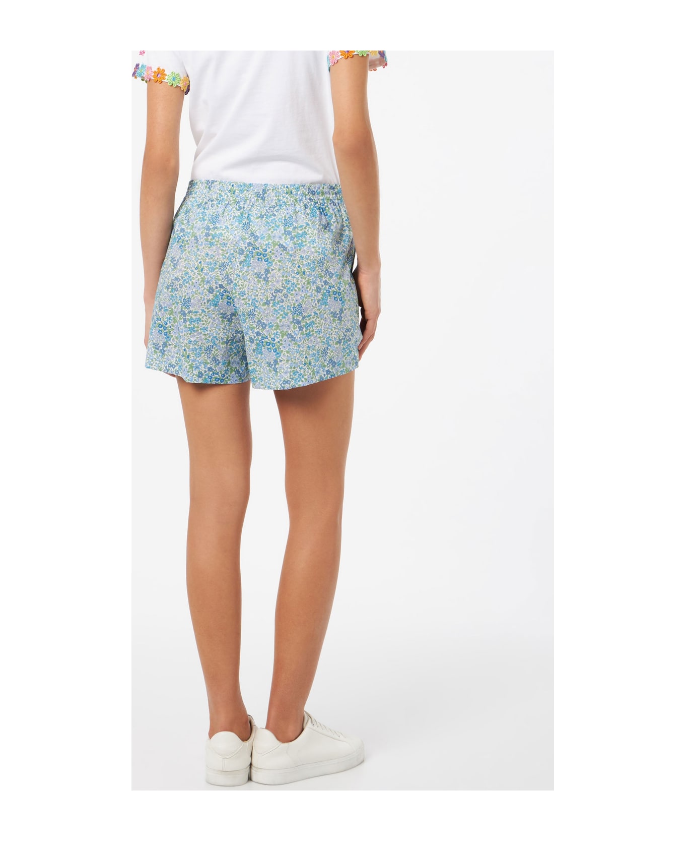 MC2 Saint Barth Woman Cotton Joanna Luise Pull Up Shorts Meave | Made With Liberty Fabric - SKY