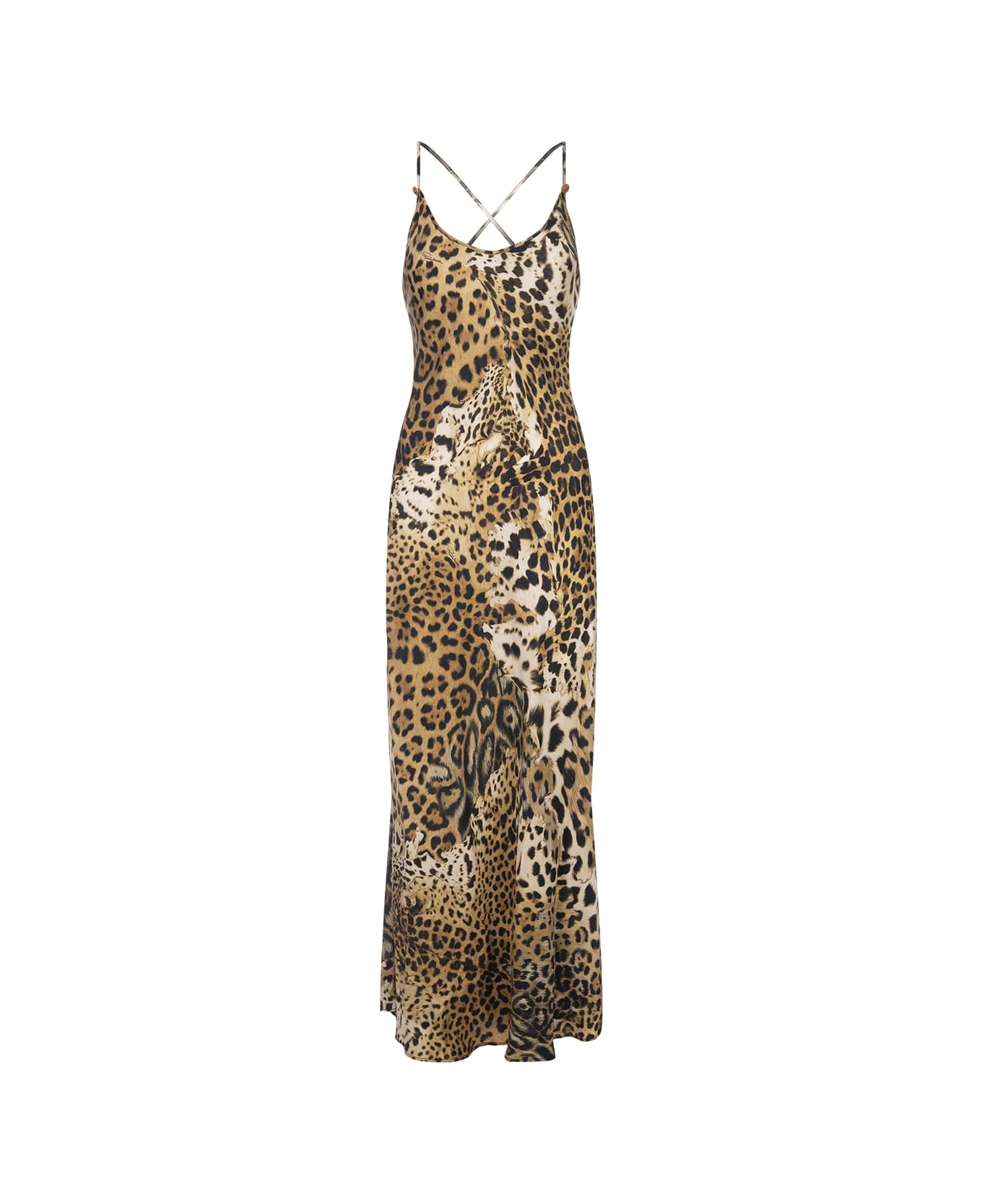 Roberto Cavalli Lingerie Dress With Leopard Print - Brown