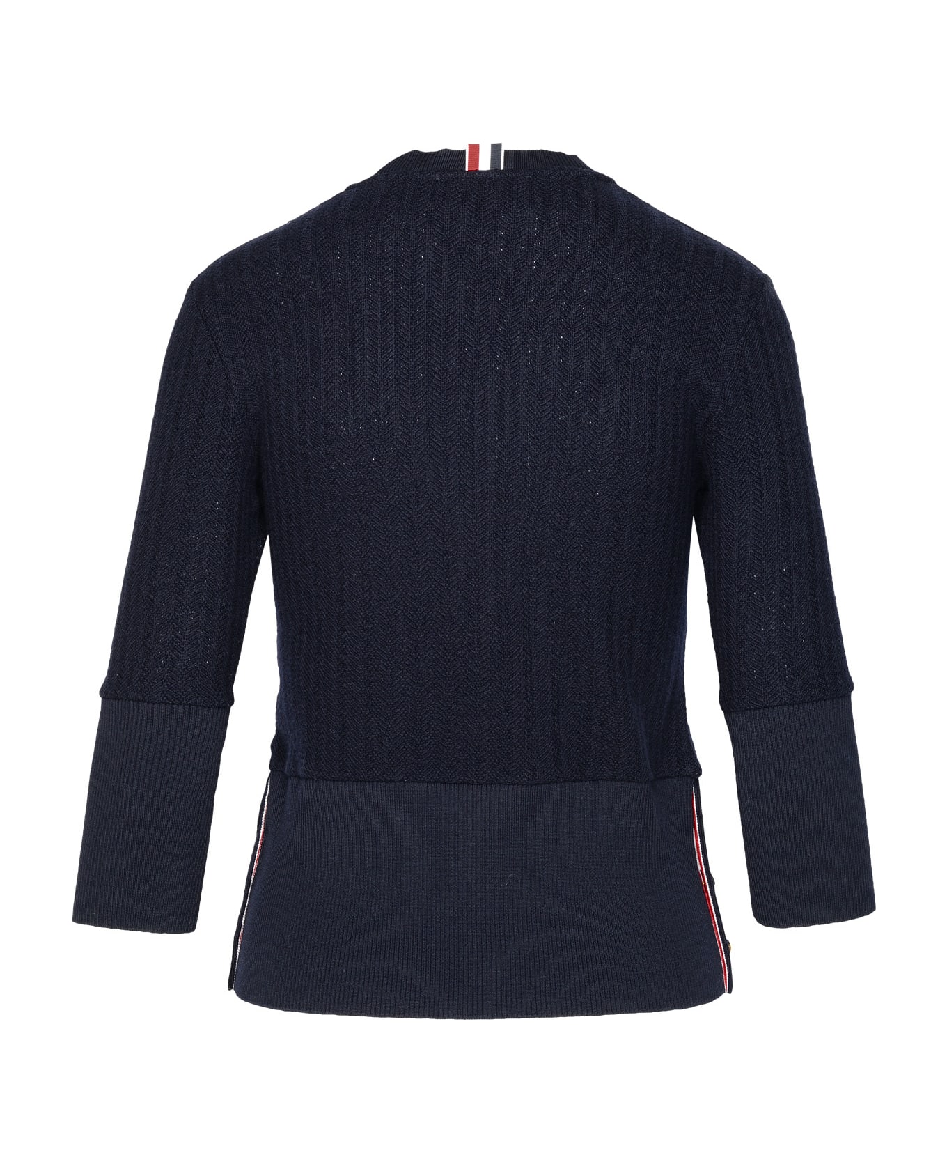 Thom Browne Navy Virgin Wool Sweater - Navy