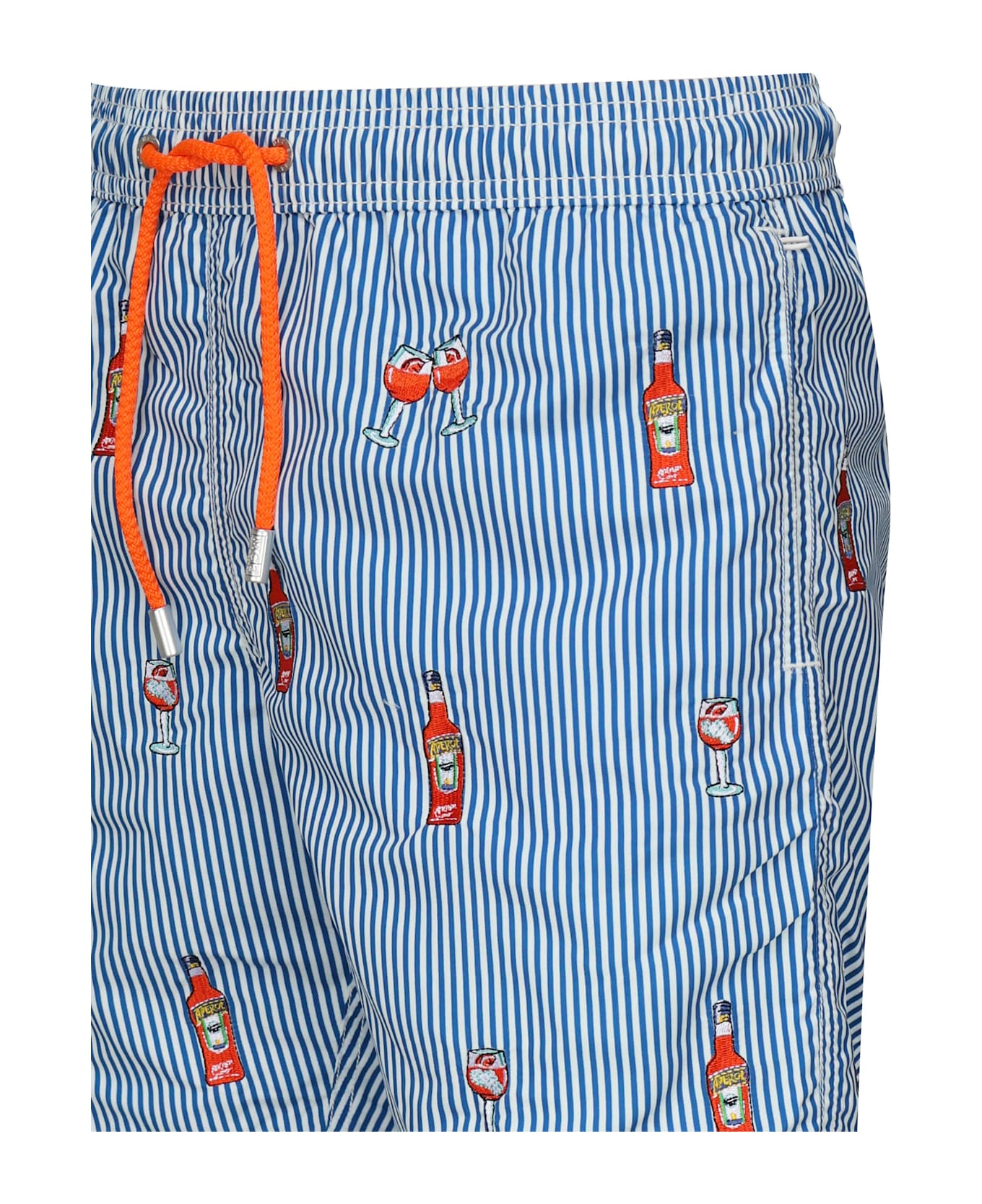 MC2 Saint Barth Striped Swimsuit With Print - BLUE / MULTICOLOR