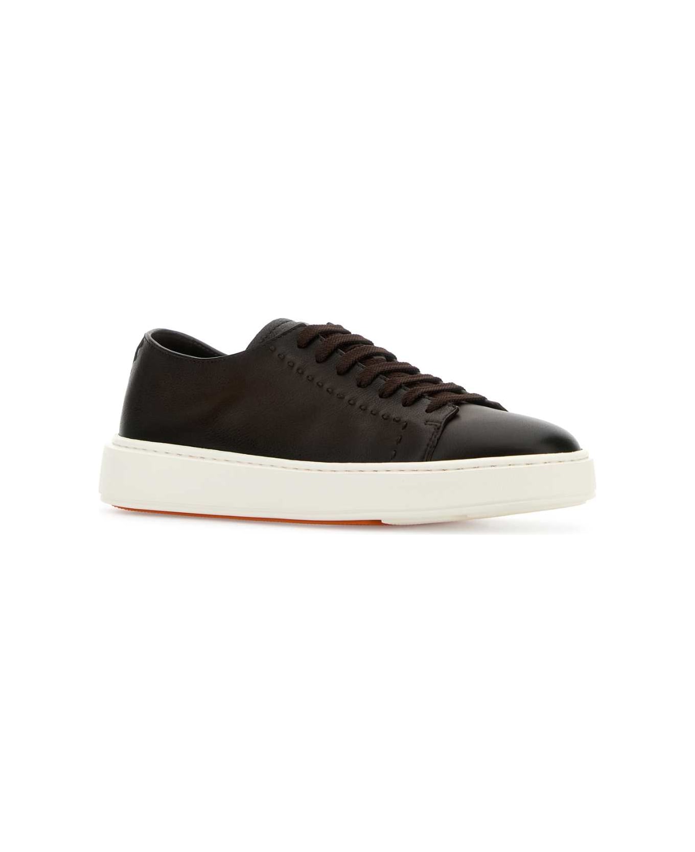 Santoni Brown Leather Clean Sneakers - S26