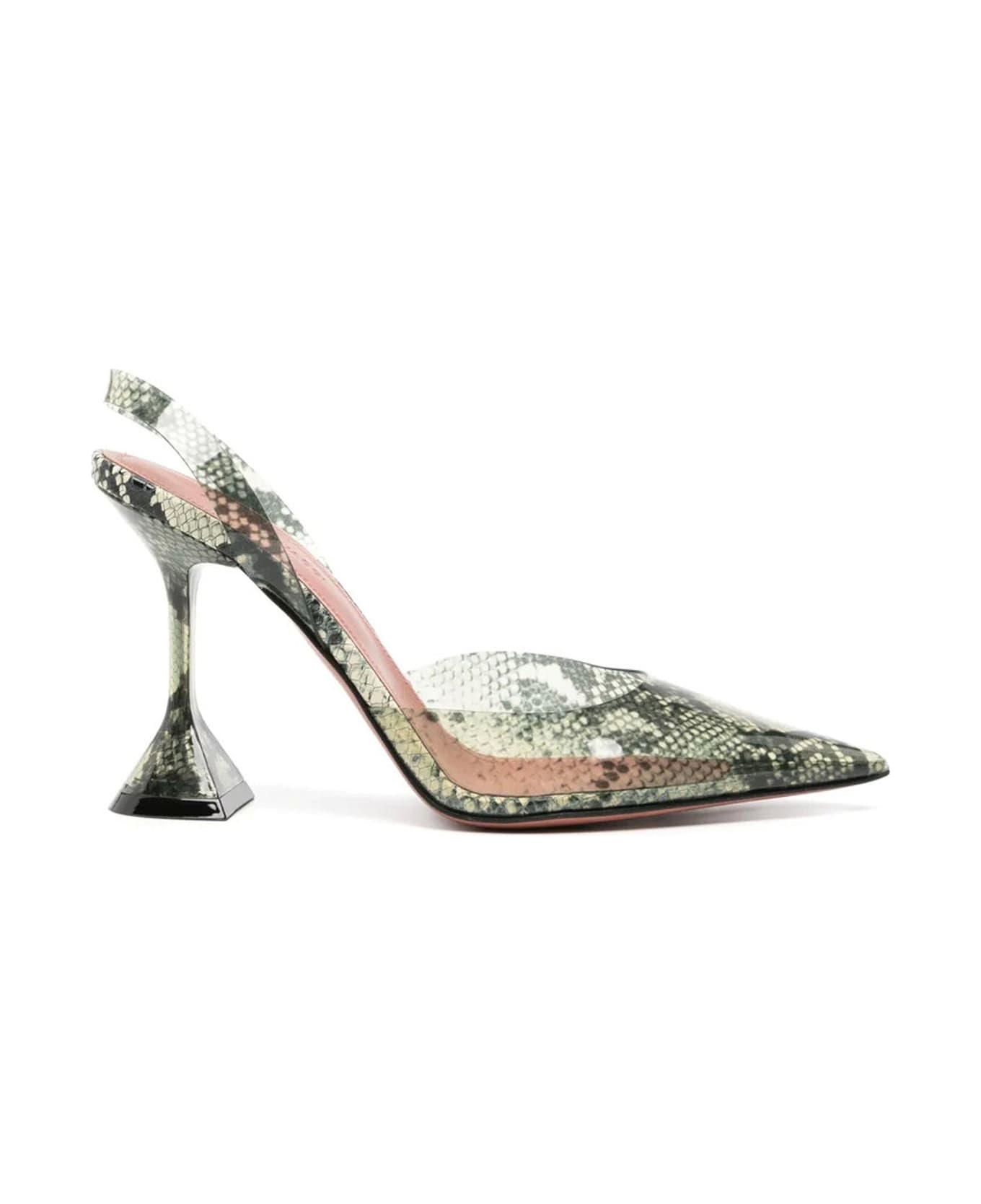 Amina Muaddi Holli Glass 95mm Snakeskin-effect Pumps - Green