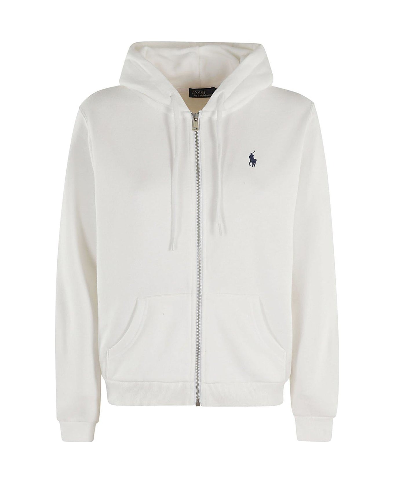 Polo Ralph Lauren Logo Embroidered Zipped Drawstring Hoodie Polo Ralph Lauren - White