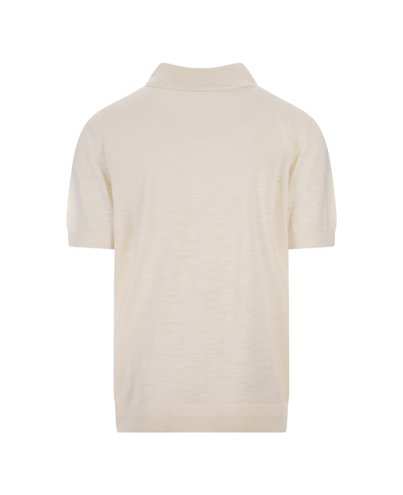 Hugo Boss White Polo Style Sweater With Open Collar - White
