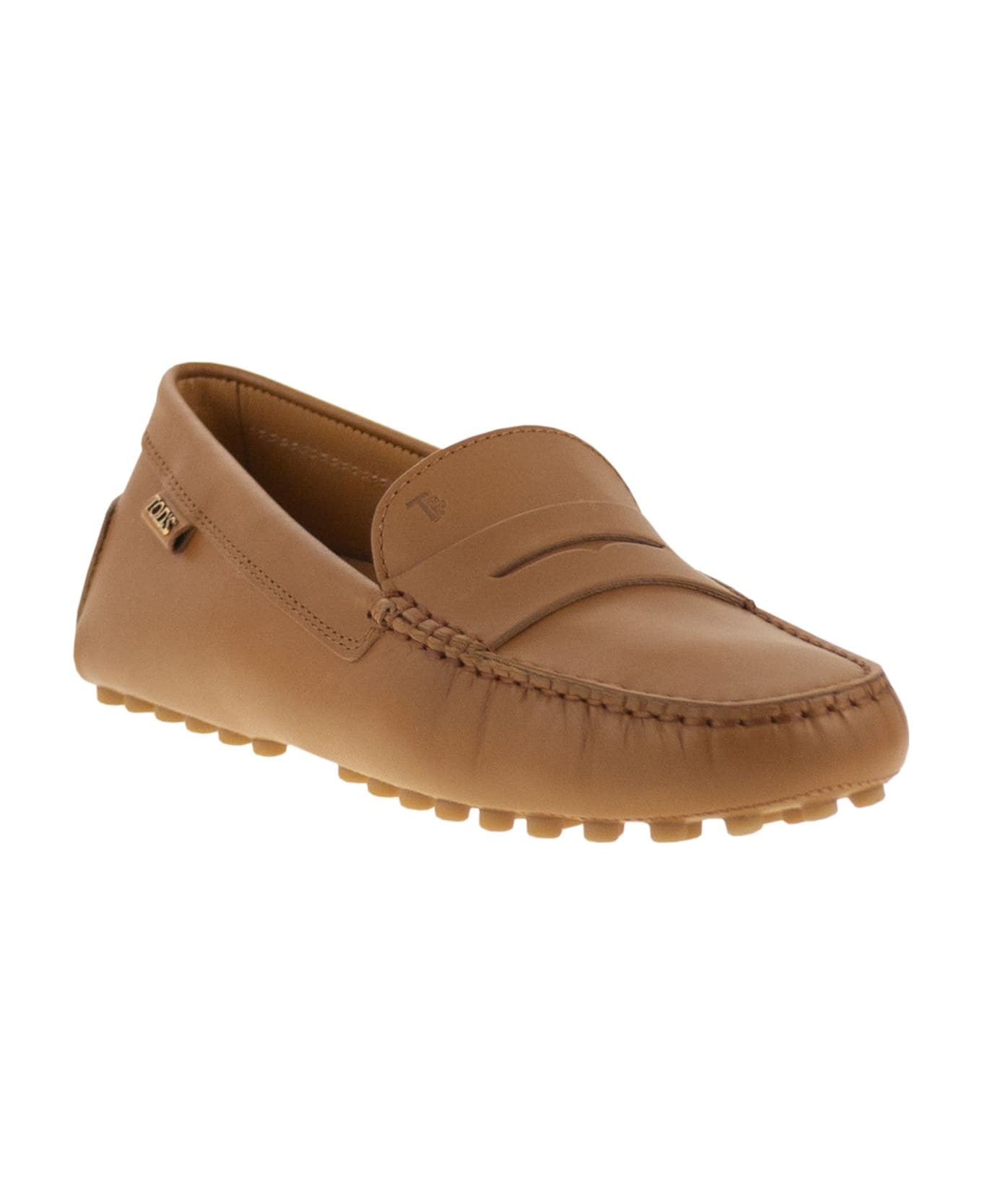 Tod
s Leather Moccasin Rubber Sole - BUFF