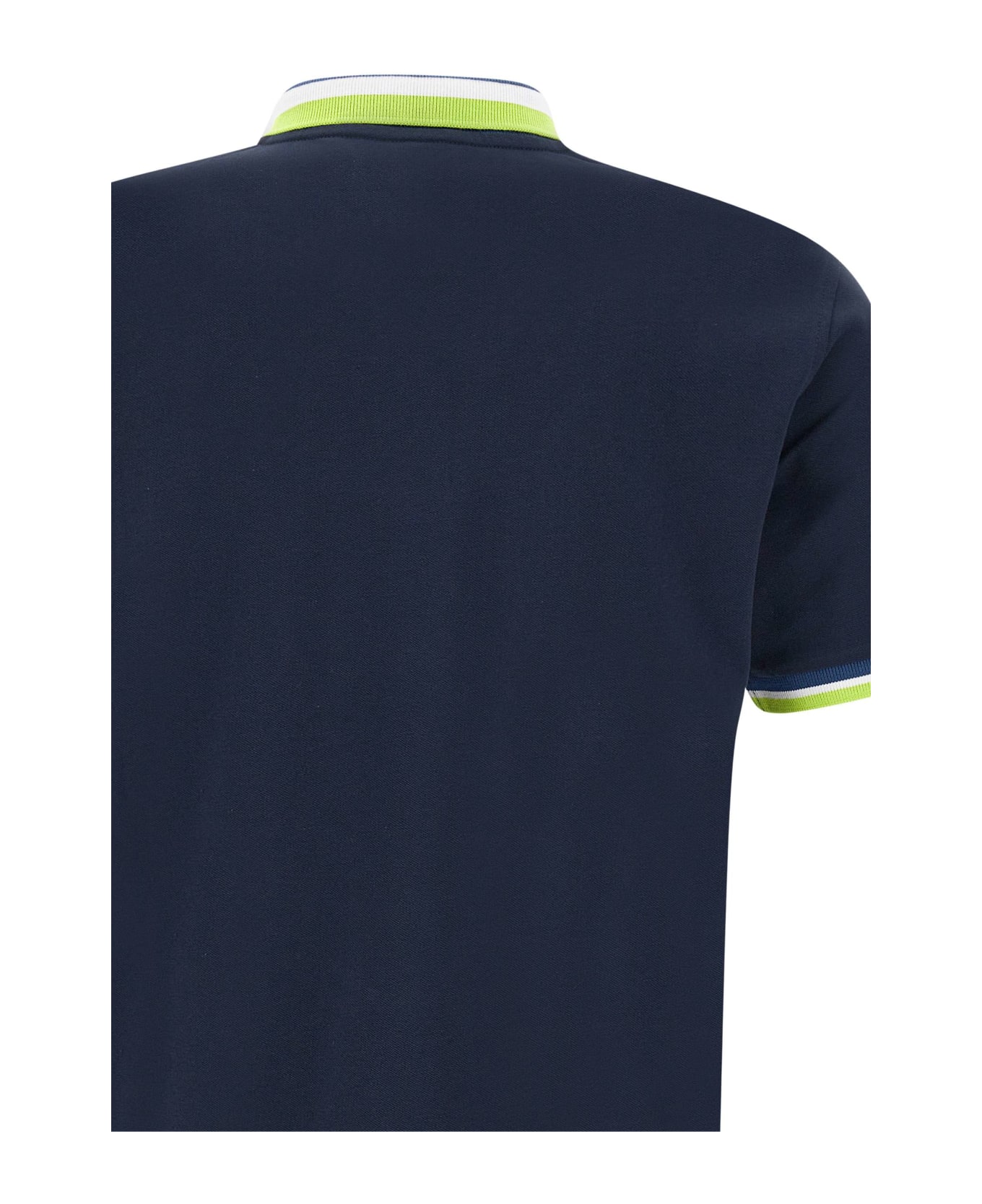 Sun 68 "collar Multistripes" Cotton Polo Shirt - BLUE