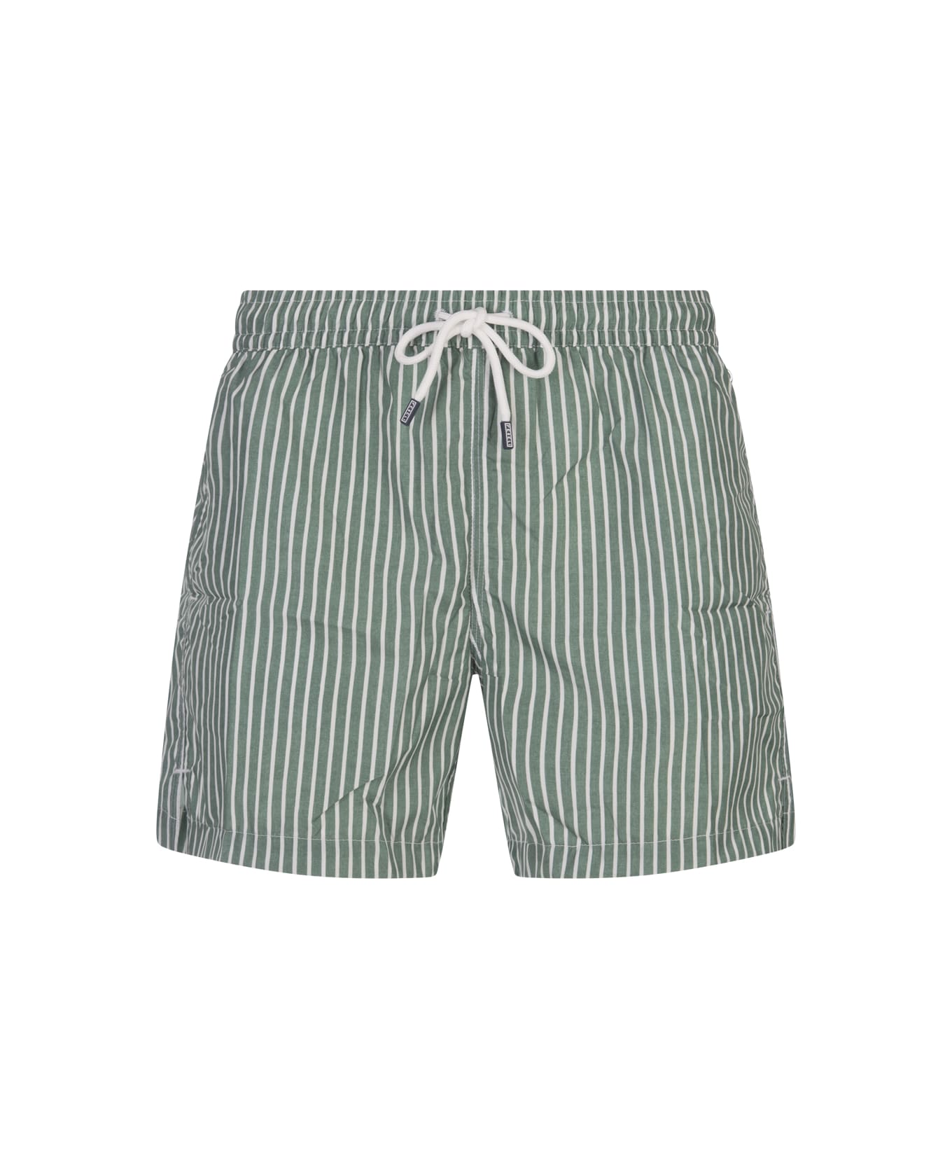 Fedeli Green And White Striped Swim Shorts - Green