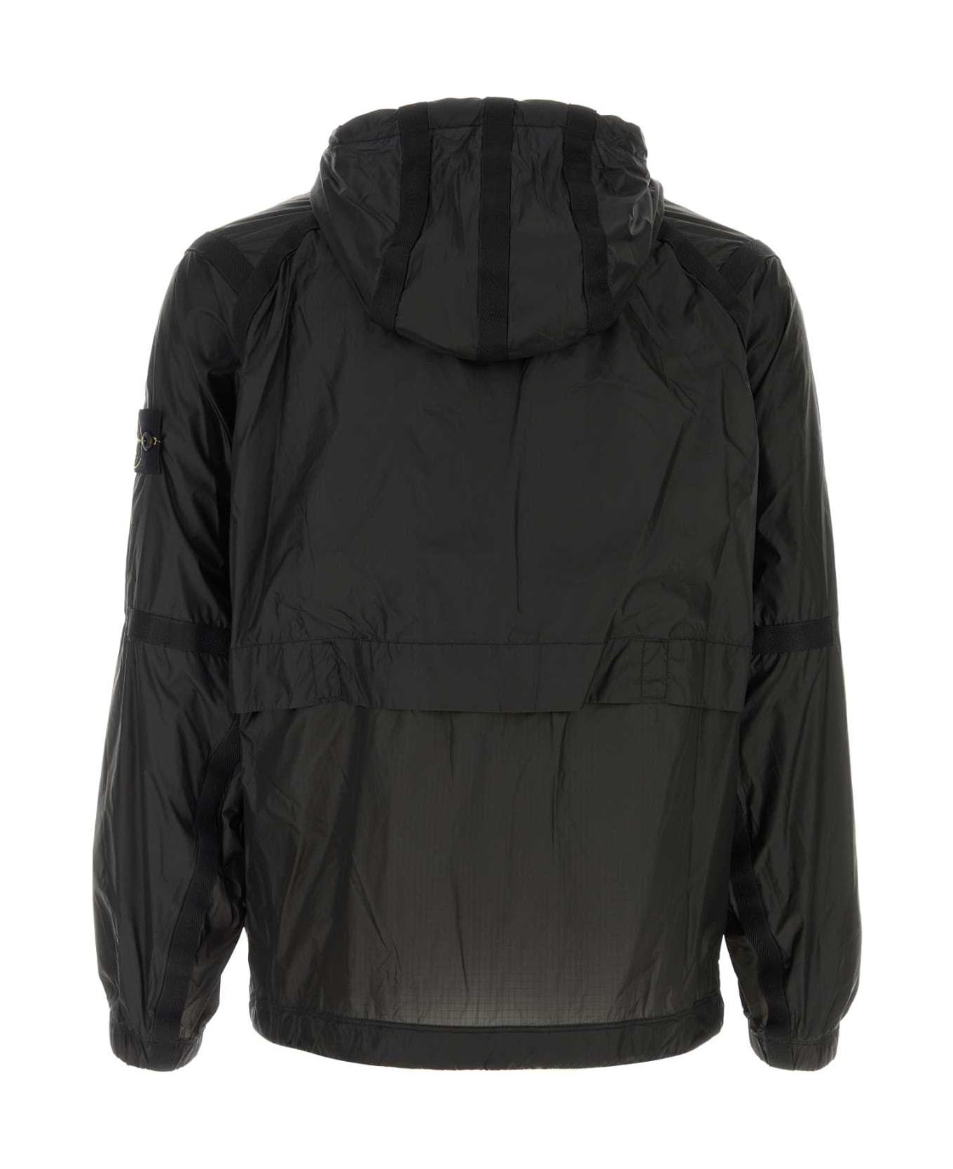 Stone Island Black Nylon Windbreaker - LEADGREY