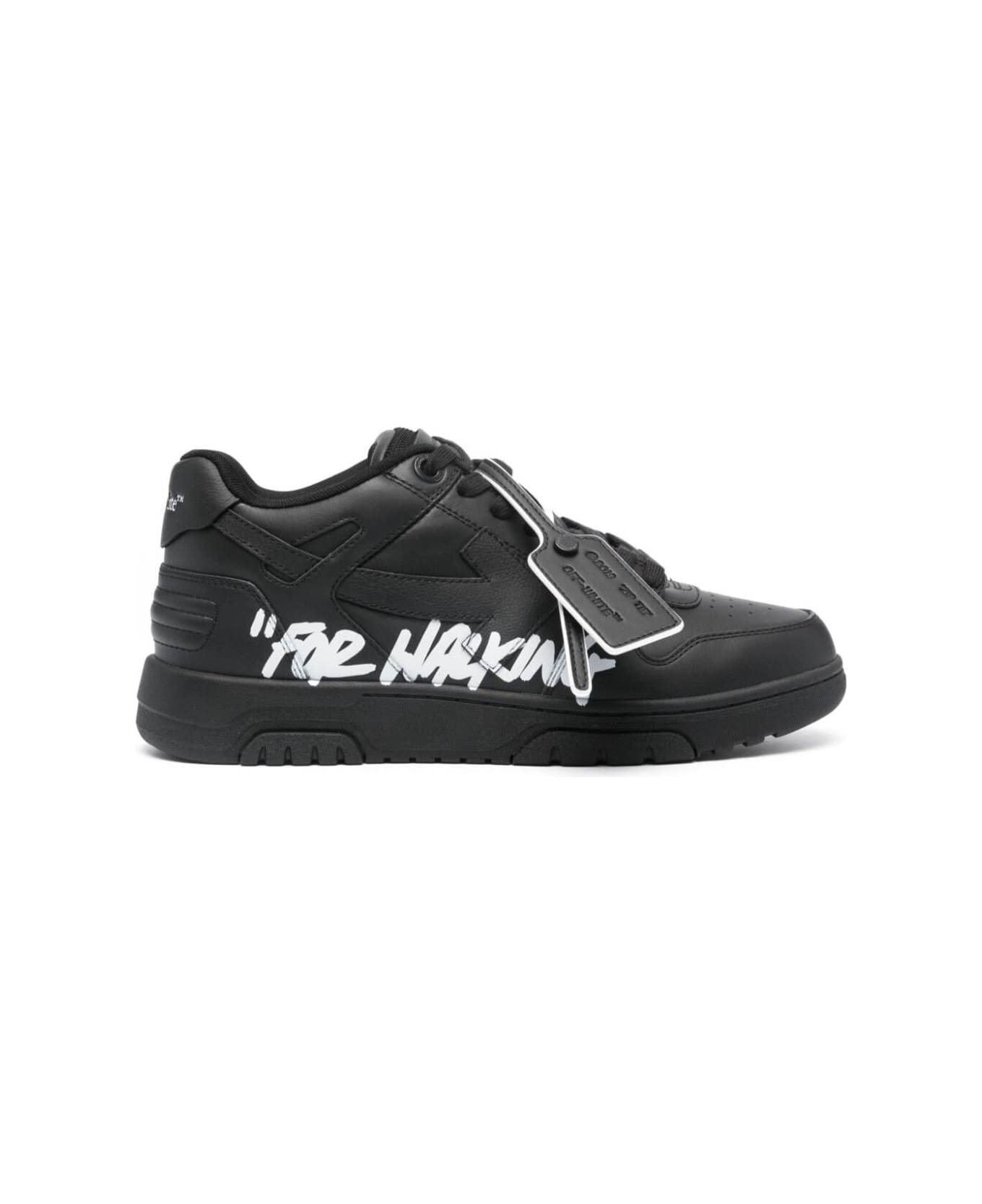 Off-White 'out Of Office' White Low Top Sneakers With Arrow Patch In Leather Man - Black