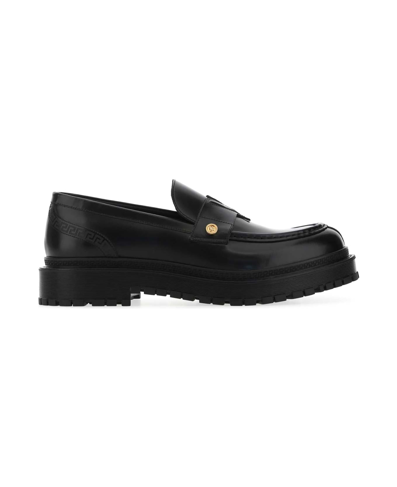 Versace Black Leather Loafers - 1B00V