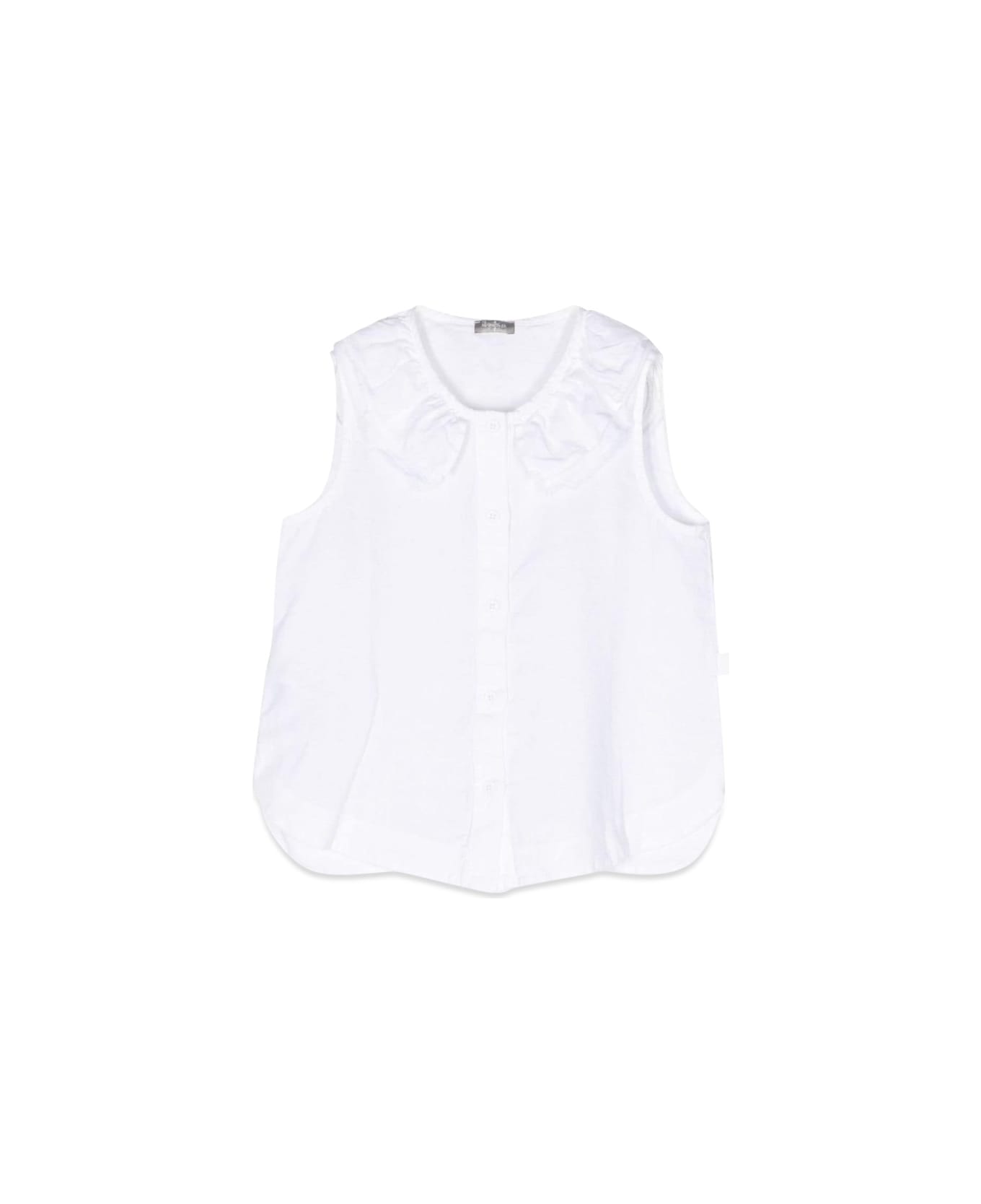 Il Gufo Sleeveless Shirt Ruffle Collar - WHITE