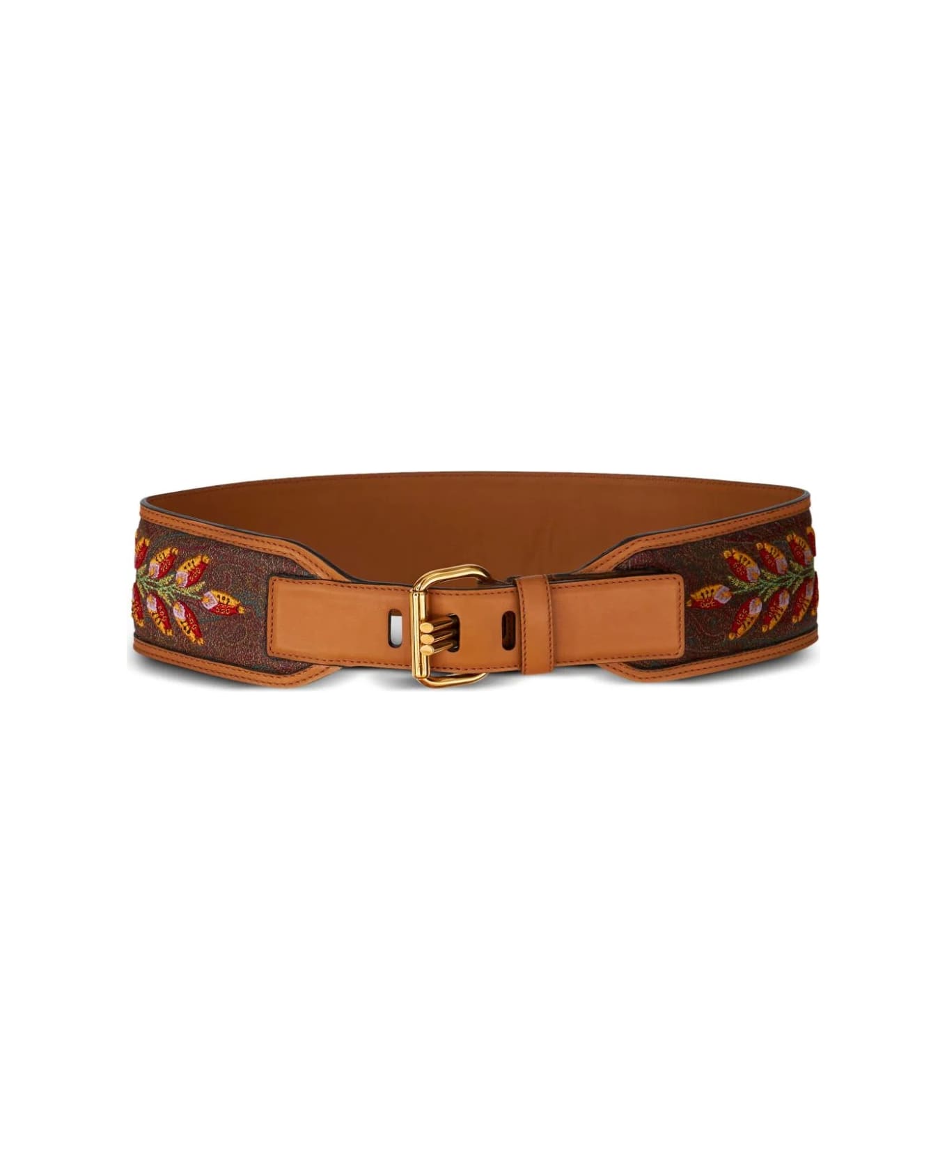 Etro Brown Paisley Belts With Embroideries - Bruciato