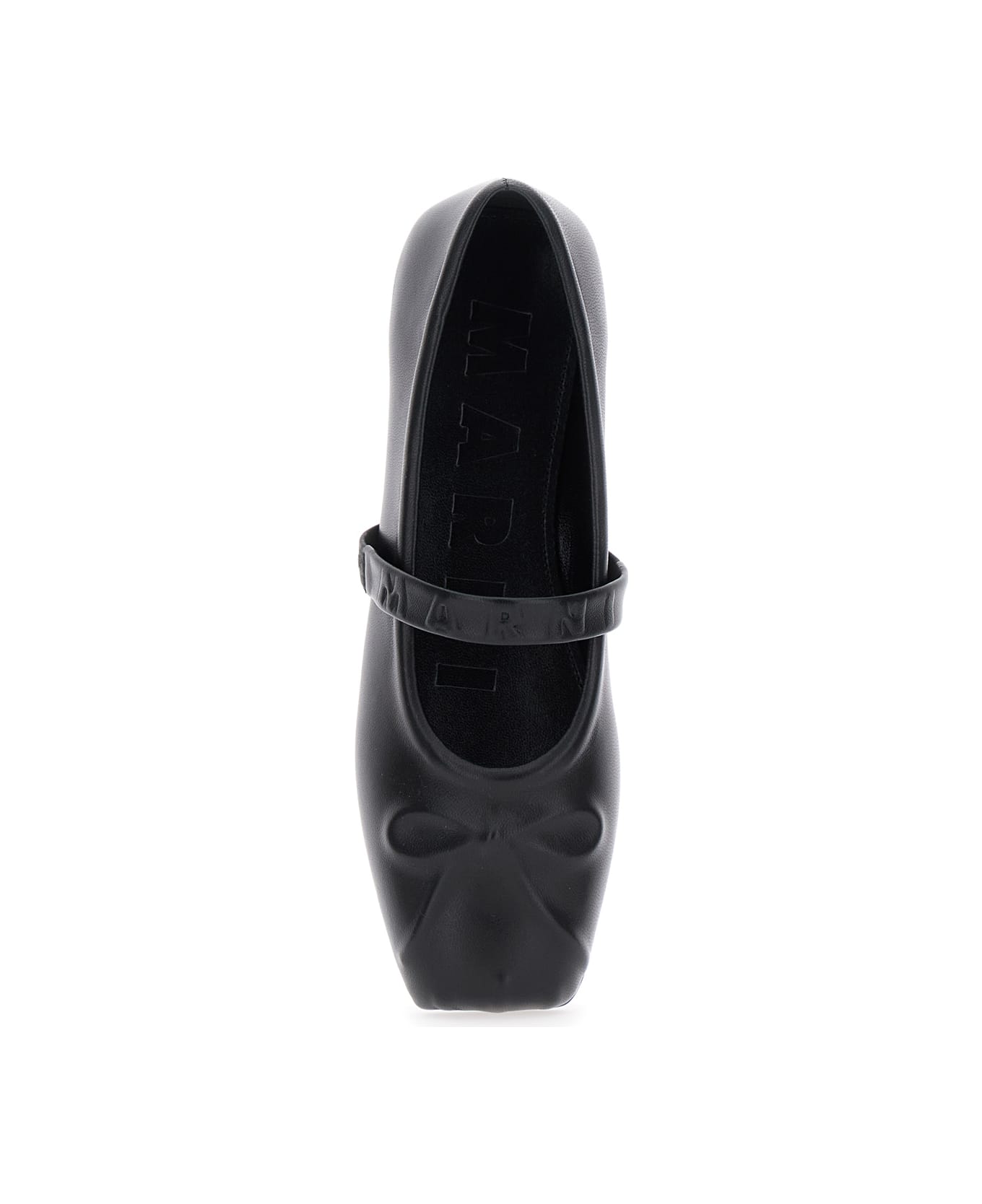 Marni Black Ballerinas With Embossed Bow Detail On The Front In Leather Woman - Black
