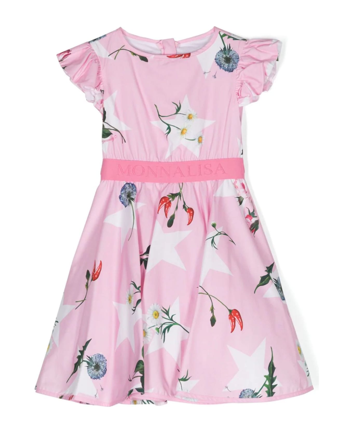 Monnalisa Pink Cotton Dress - PINK ワンピース＆ドレス