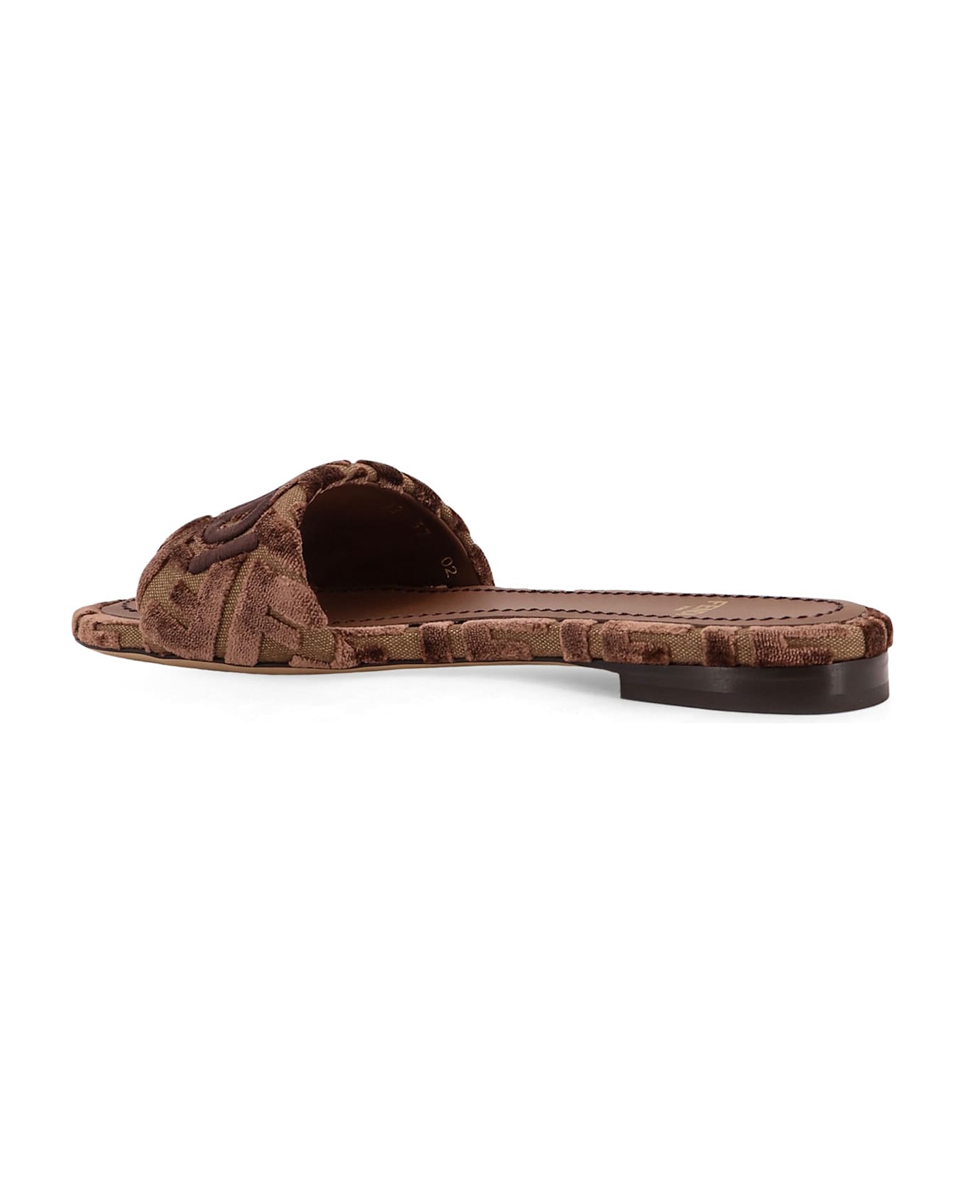 Fendi Sunshinew Velvet Slide - BEIG.CHOCO CHOCOLATE