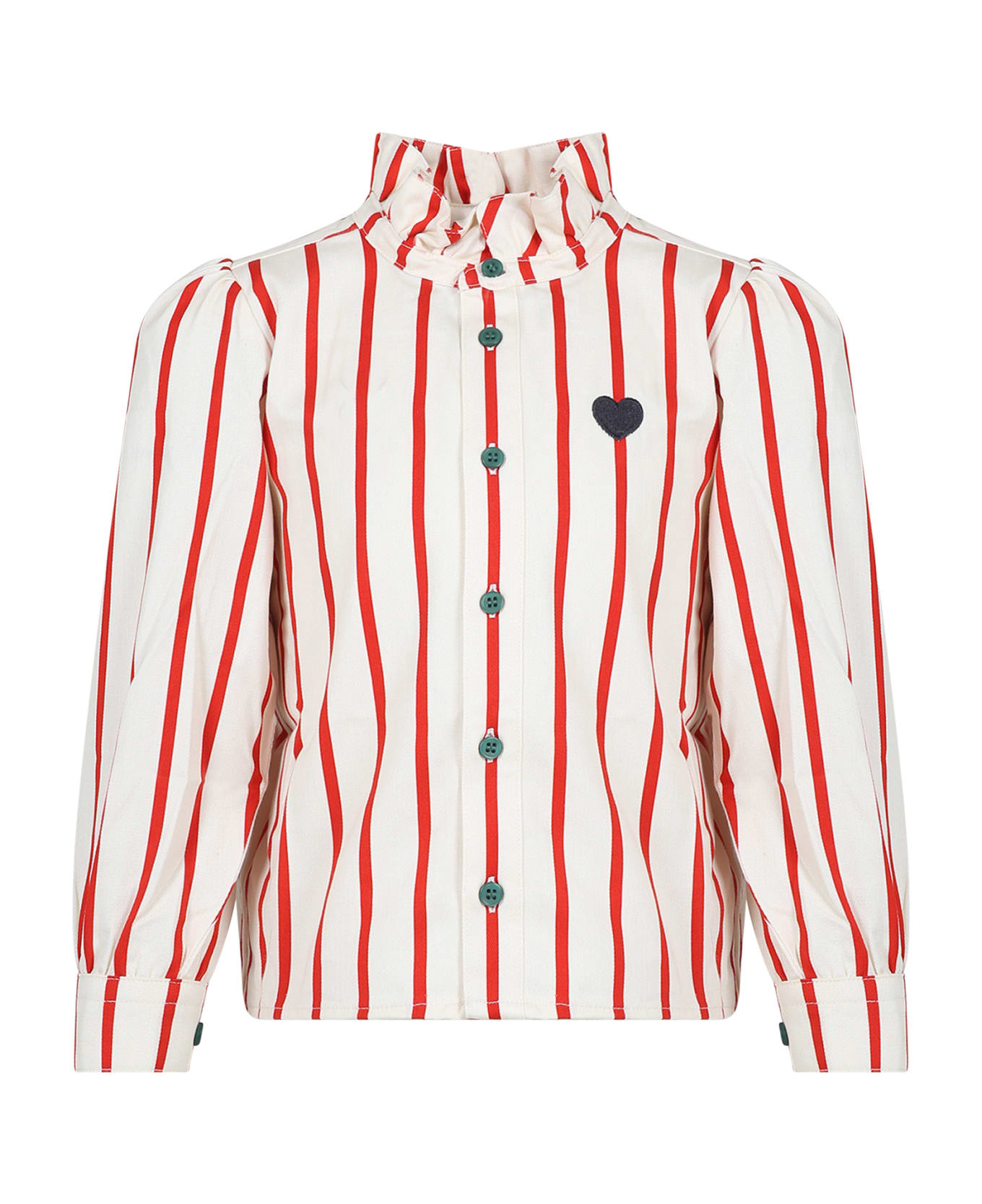 Mini Rodini Ivory Shirt For Girl With Heart - Ivory シャツ