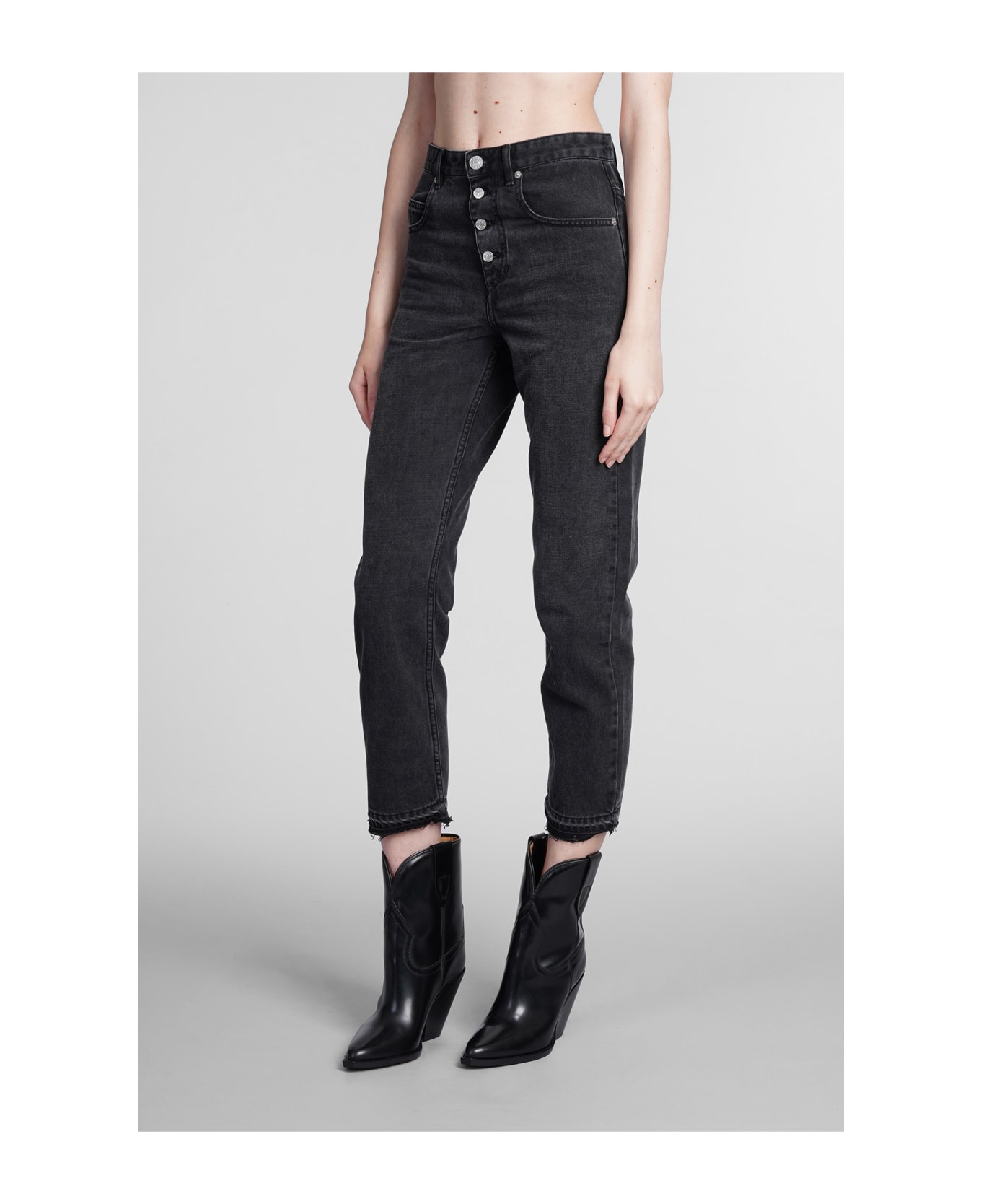 Isabel Marant Étoile Belden Jeans In Black Denim - black