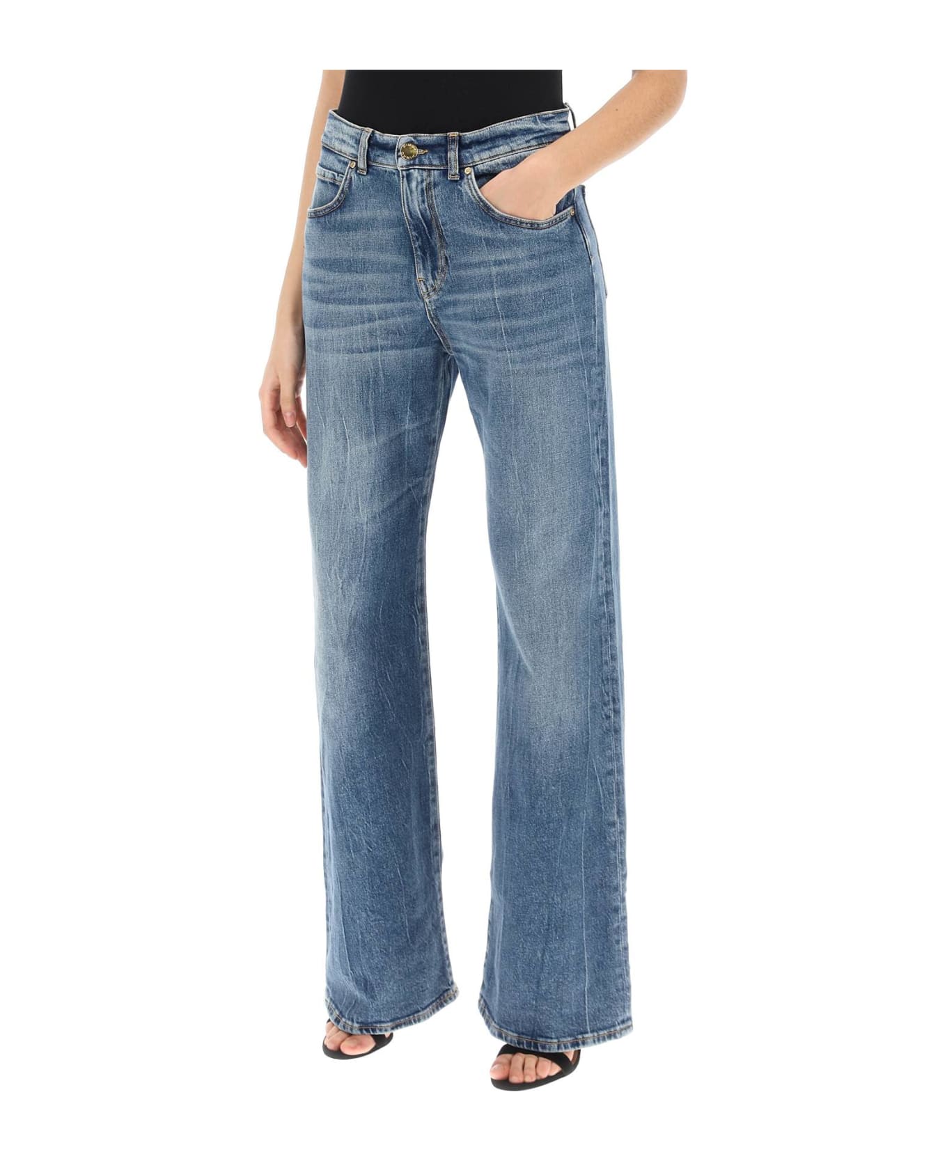 Pinko Wanda Loose Jeans With Wide Leg - VINTAGE SCURO (Blue)