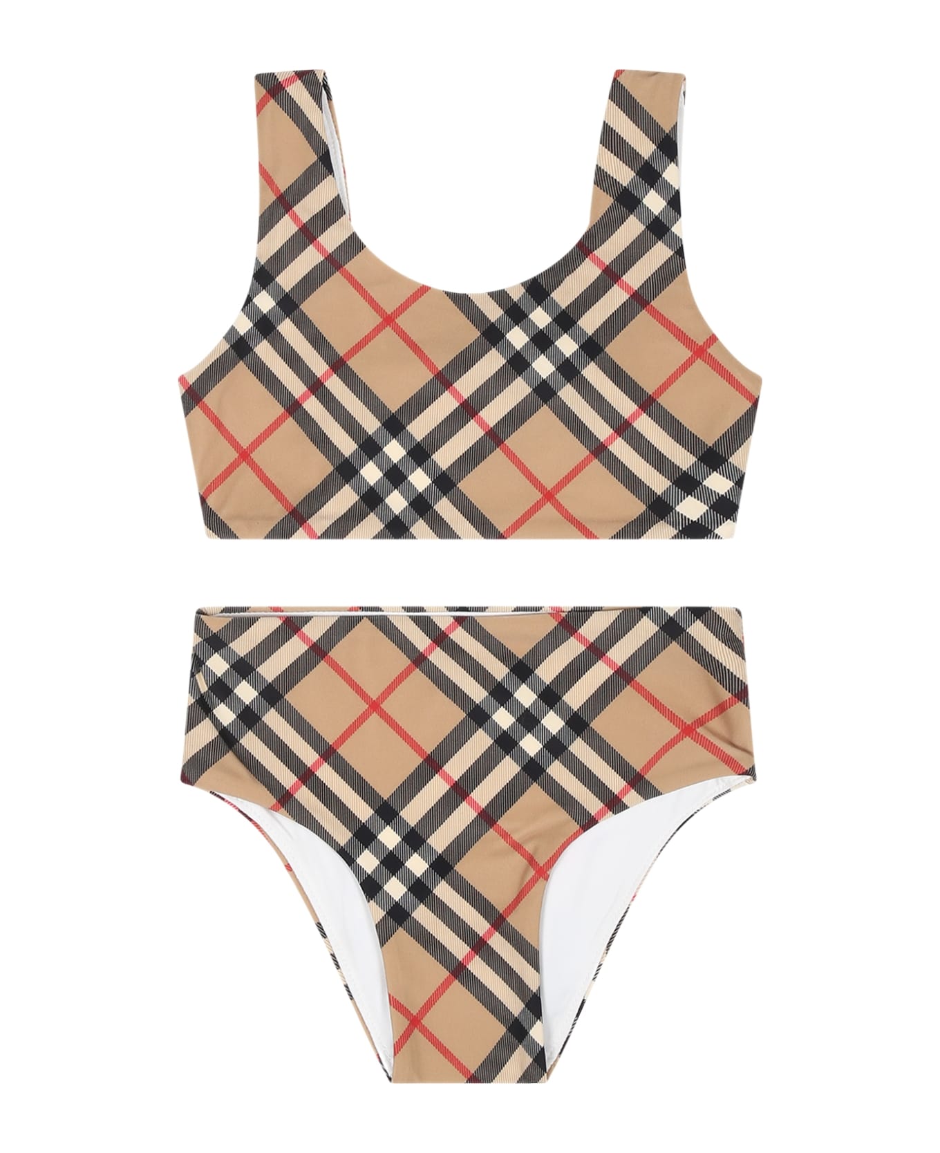 Burberry Beige Bikini For Baby Girl With Vintage Check - Beige