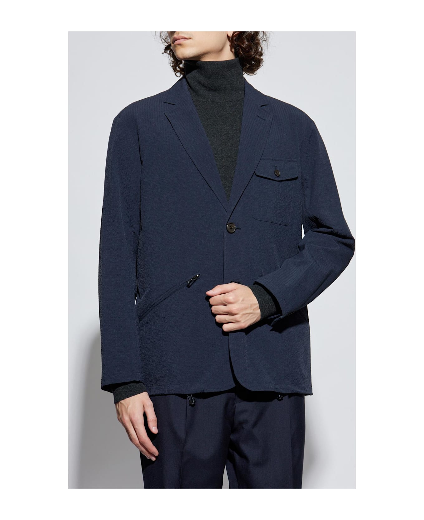 Emporio Armani Blazer With Open Lapels - Blue