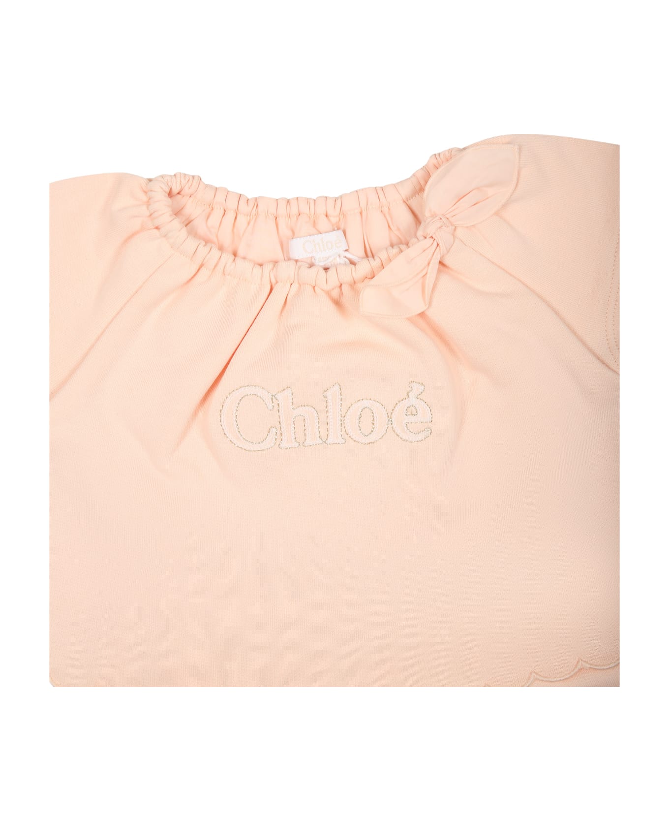Chloé Pink Sports Suit For Baby Girl With Logo - Pink ボトムス