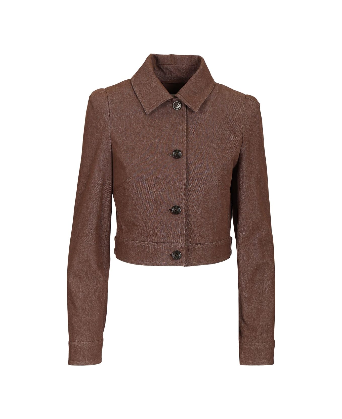Max Mara Denim Effect Crop Jacket - BROWN