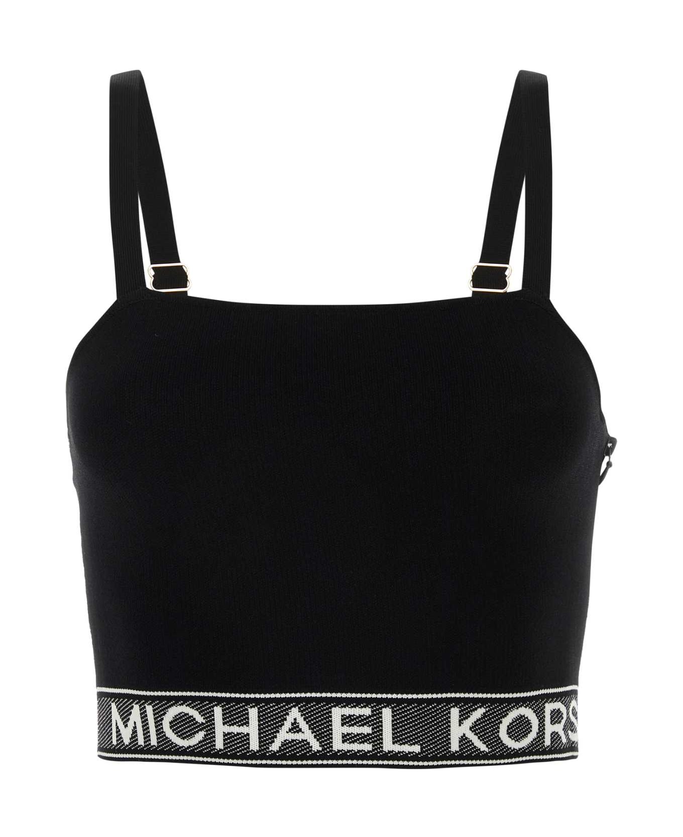 Michael Kors Black Stretch Viscose Blend Crop Top - BLACK