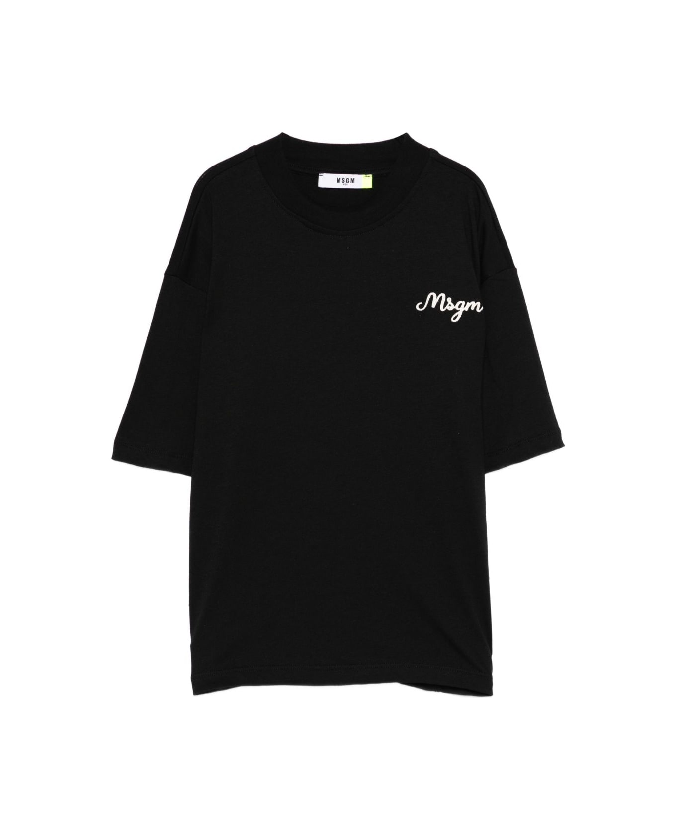 MSGM Kids T-shirt With Embroidered Logo - Black