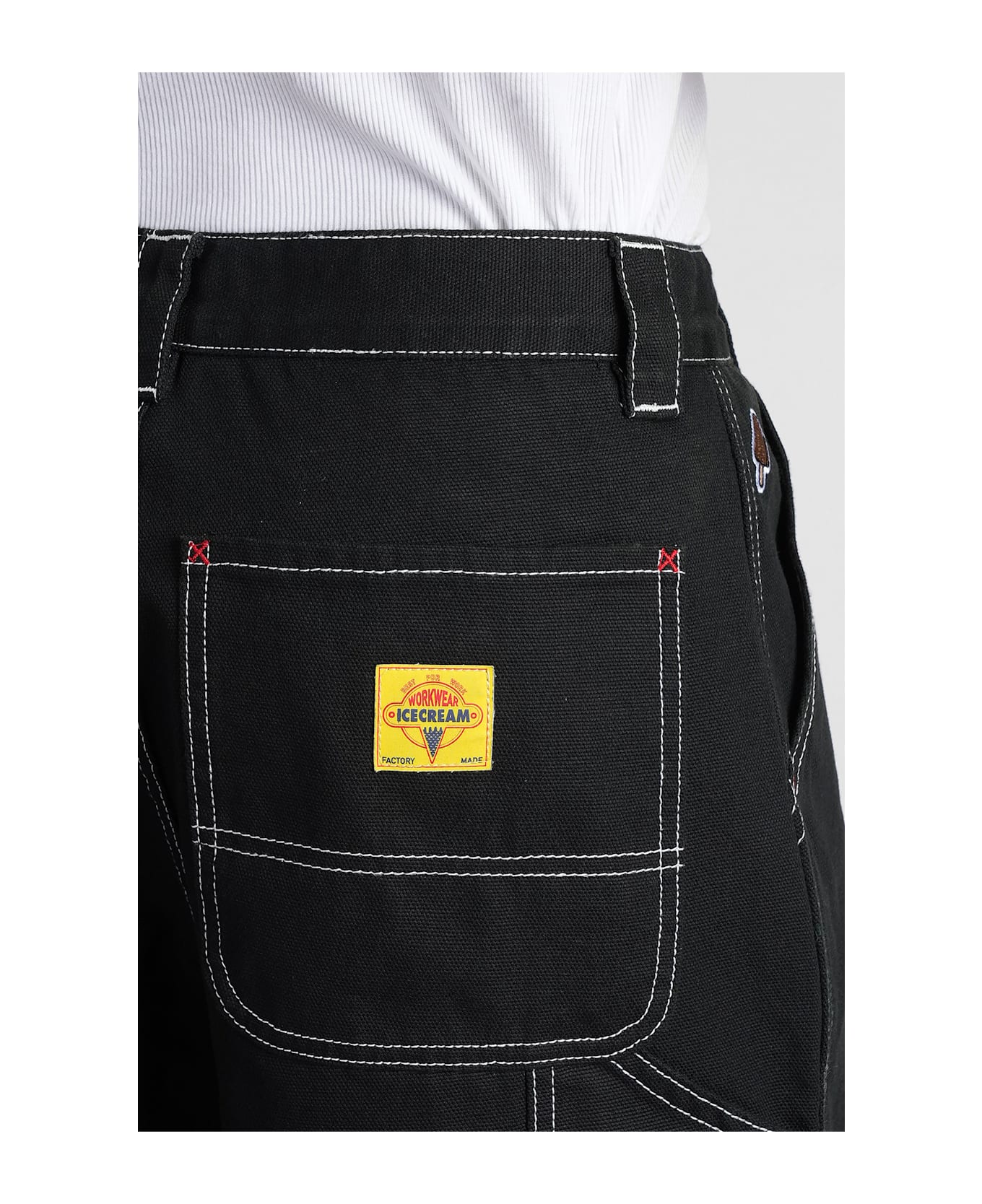 Icecream Shorts In Black Cotton - black