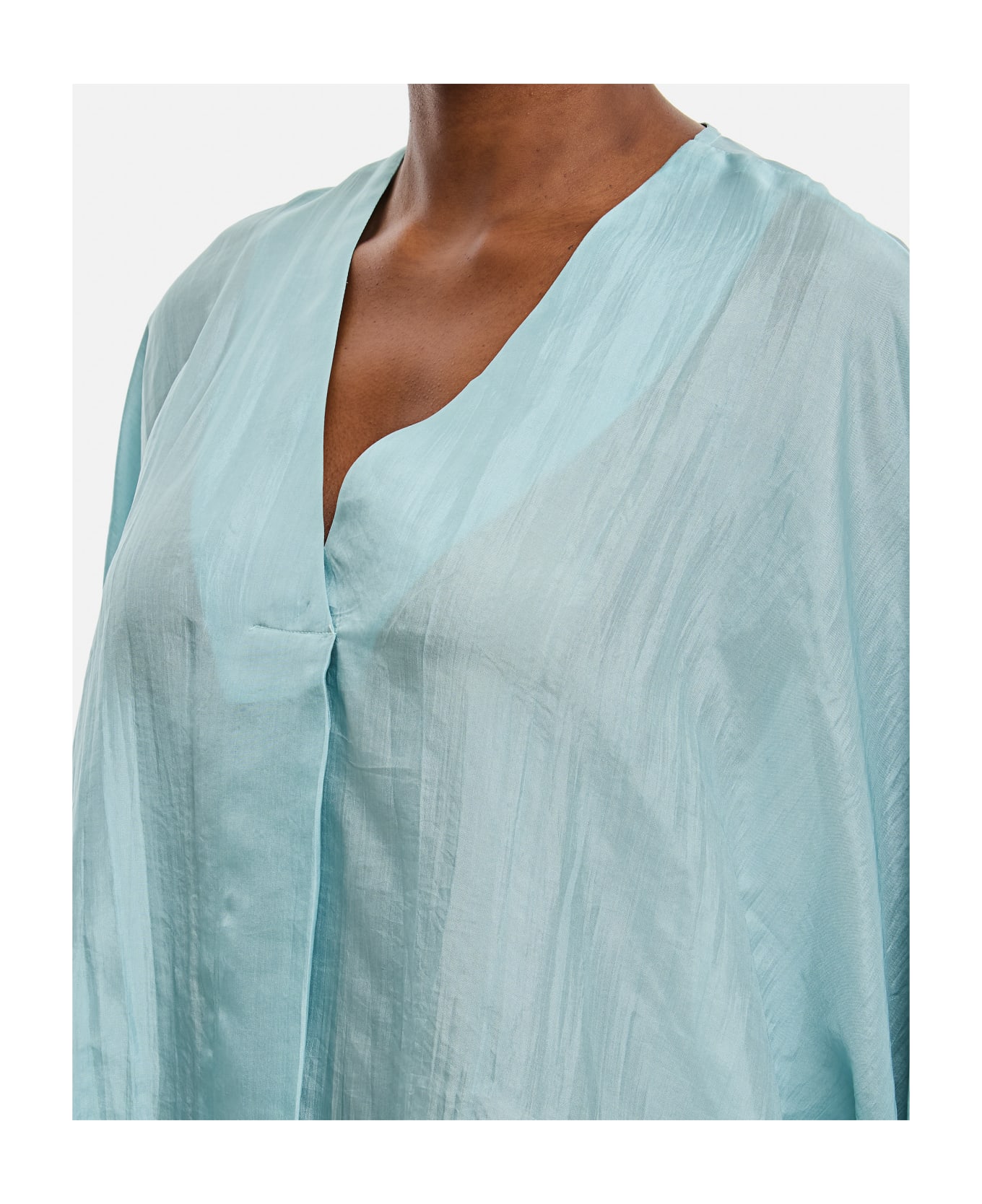 The Rose Ibiza Silk Indochine Blouse - Clear Blue