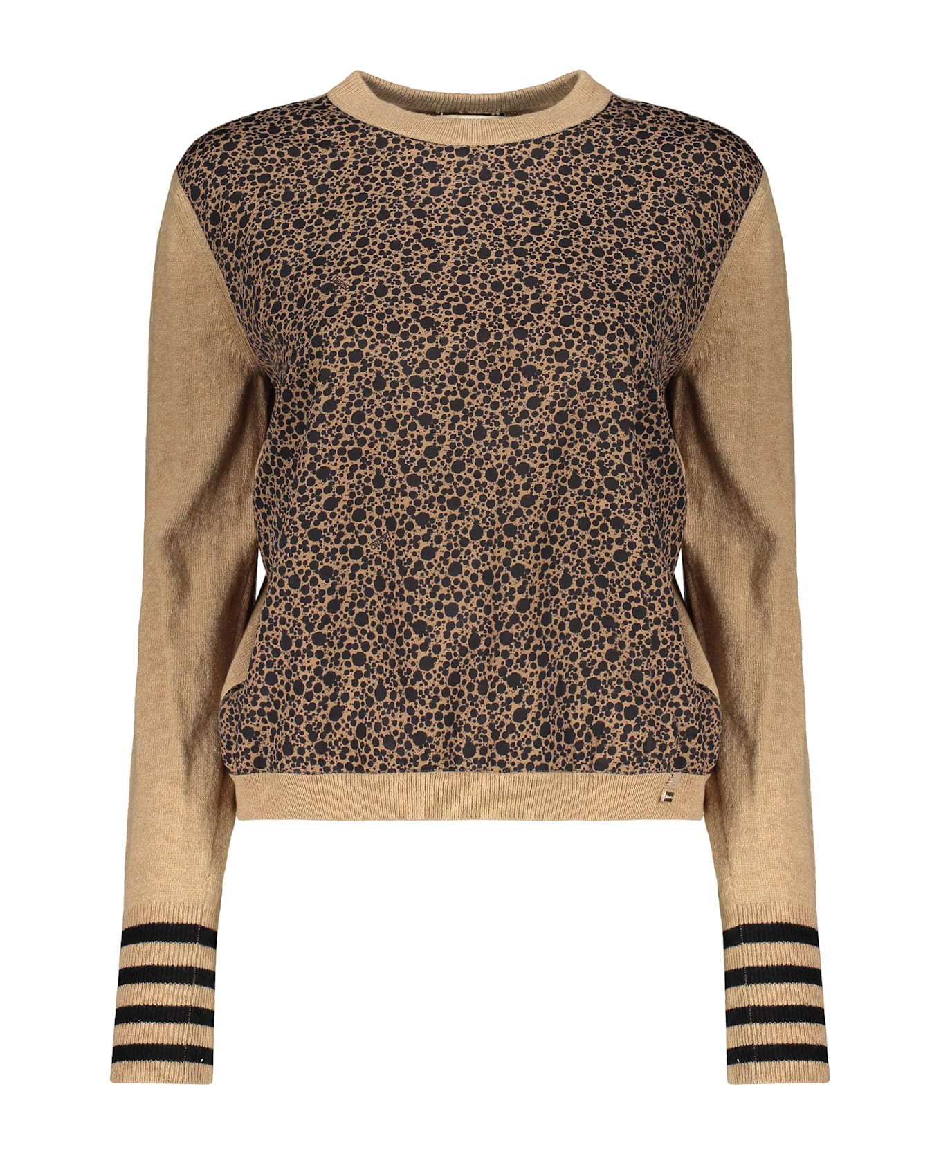Herno Crew Neck Sweater With Puff Sleeves - brown