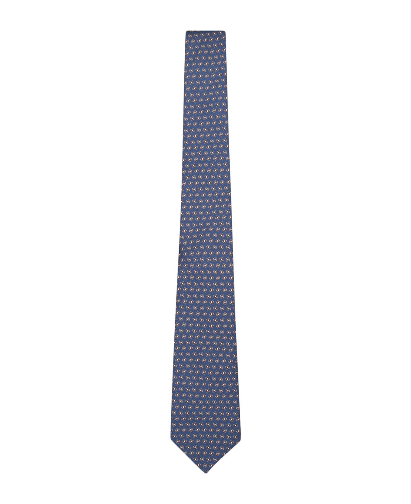 Canali Blue Geometric 8 Cm Tie - Brown