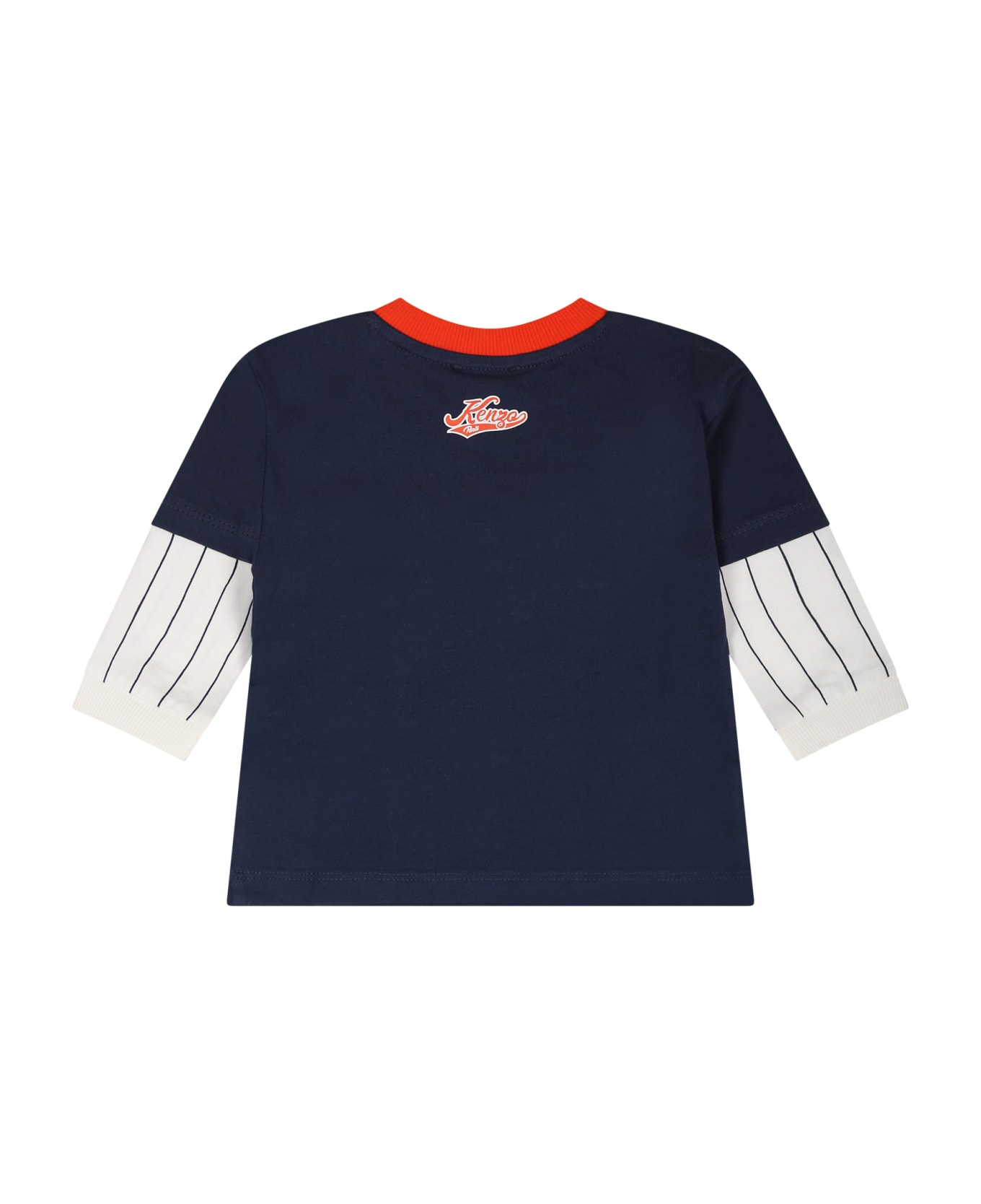 Kenzo Kids Blue T-shirt For Baby Boy With Print - Blue Tシャツ＆ポロシャツ