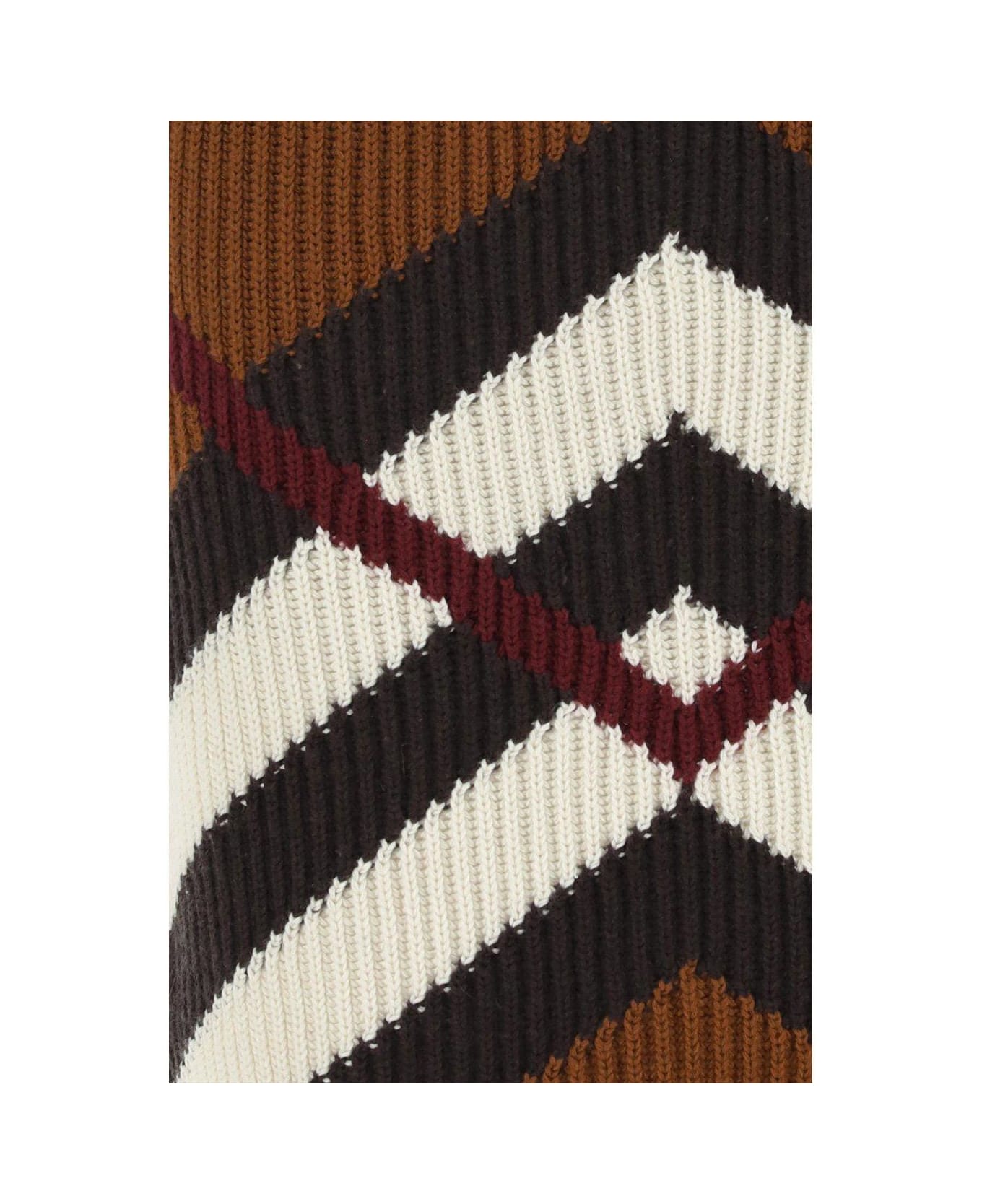 Burberry Checked Knitted Mini Skirt - BROWN