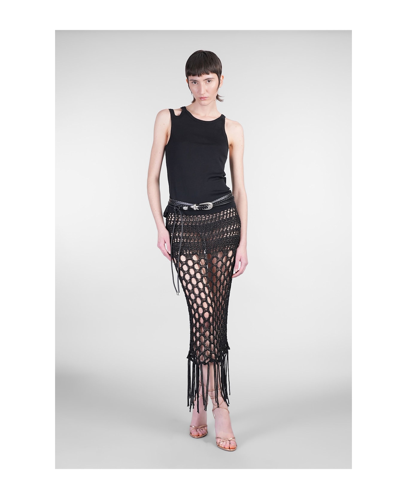 Laneus Skirt In Black Cotton - black