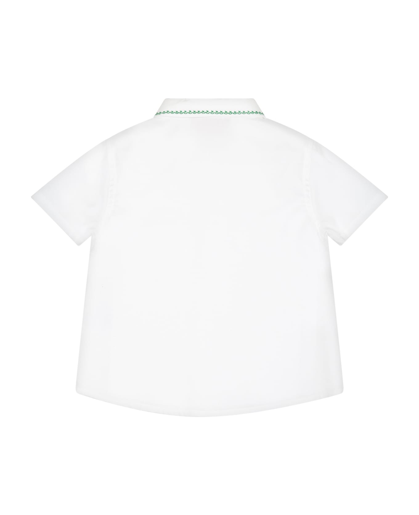 Gucci White Shirt For Baby Boy With Embroideries And Logo - White