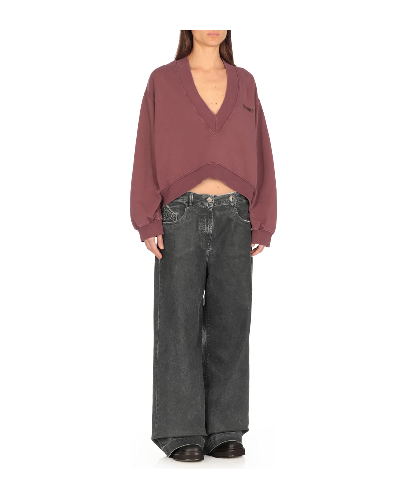 The Attico Sweatshirt With Logo - Bordeaux