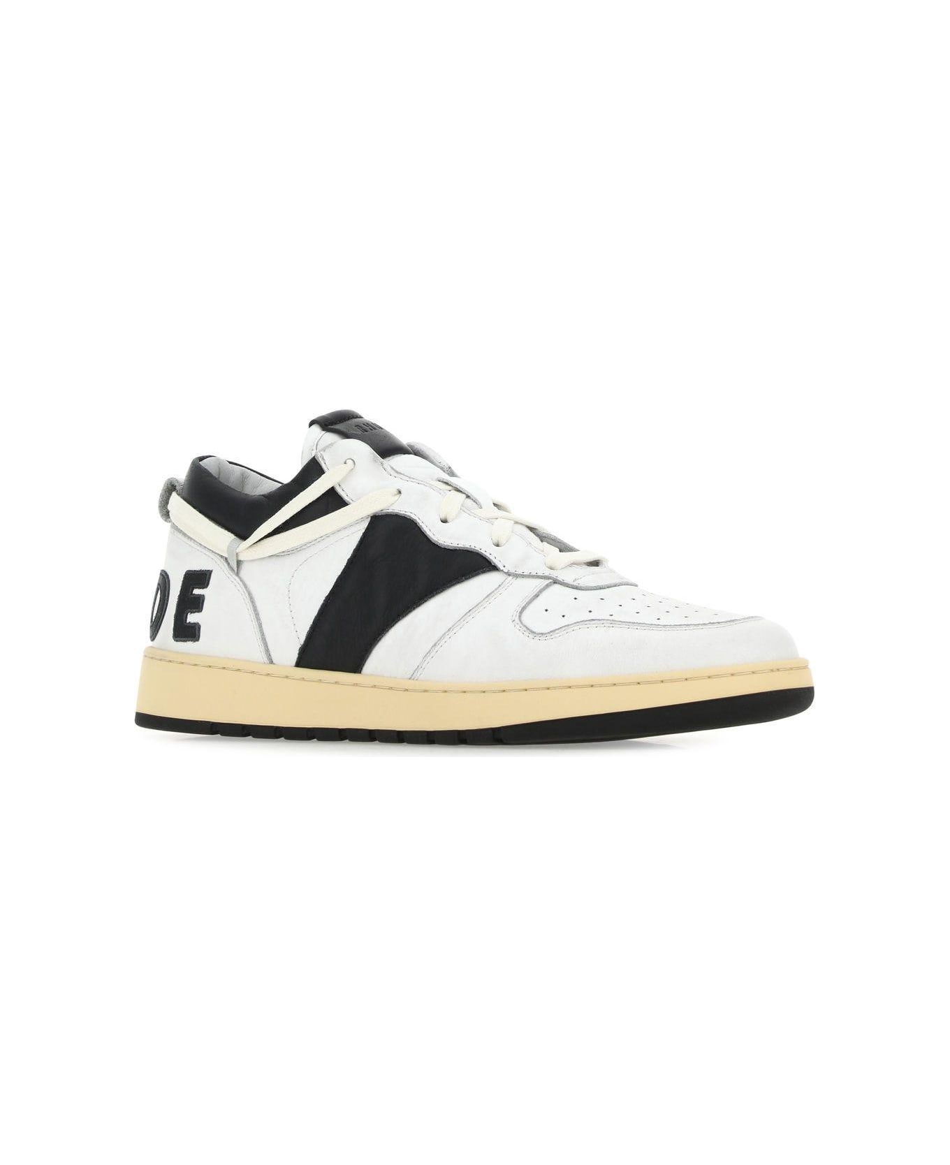 Rhude Two-tone Leather Rhecess Sneakers - WHITE/BLACK