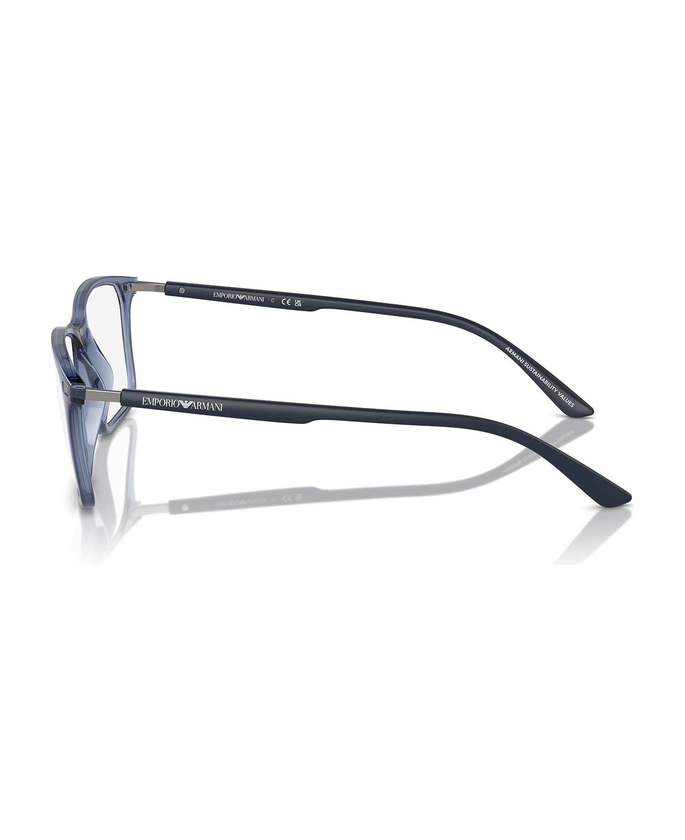 Emporio Armani Ea3237 Shiny Transparent Blue Glasses - Shiny Transparent Blue