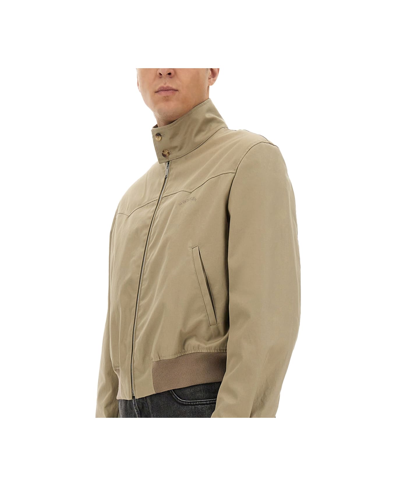Alexander McQueen Harrington Cropped Jacket - BEIGE