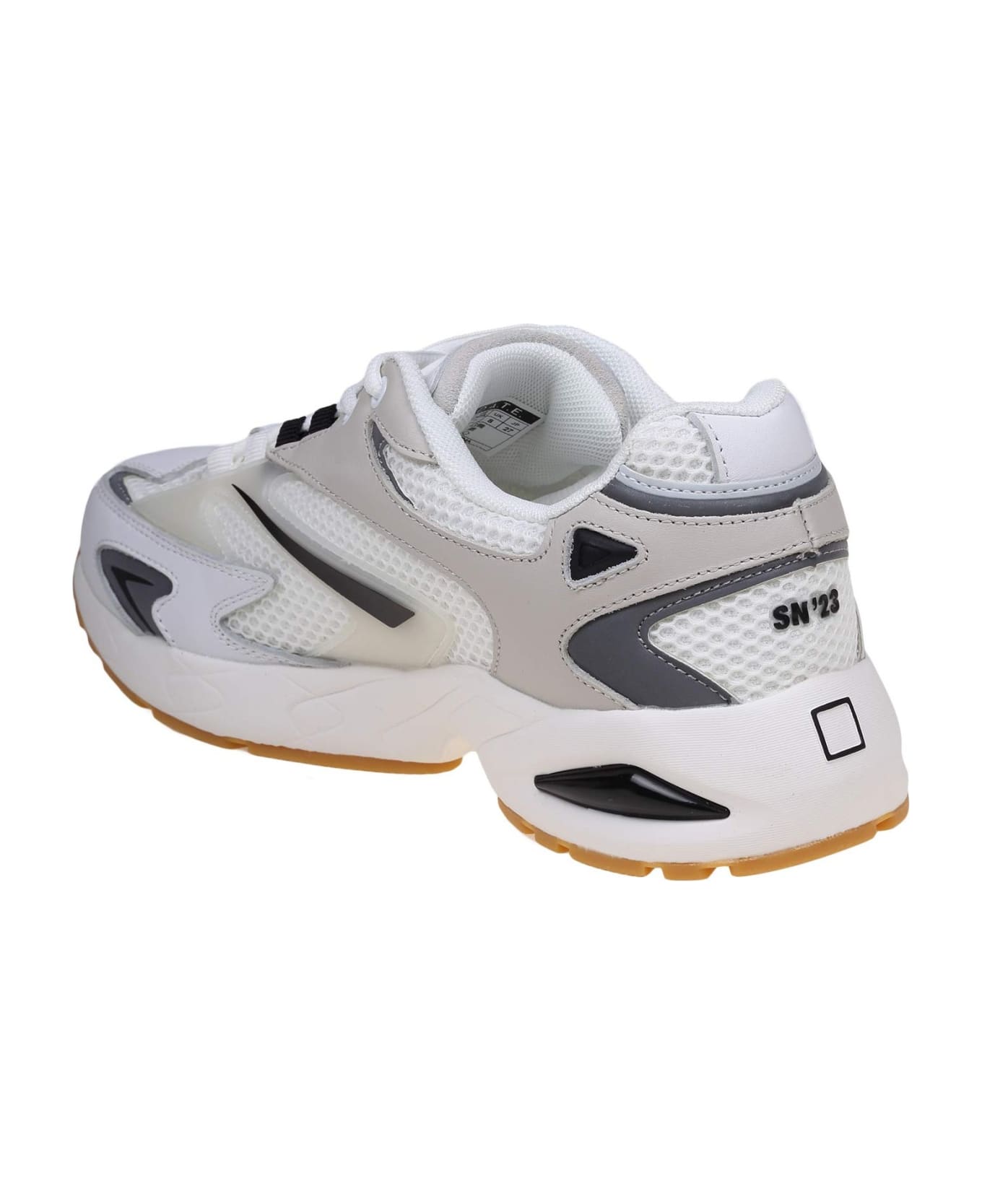 D.A.T.E. Sn23 Sneakers In White/grey Mesh And Leather - White/Grey