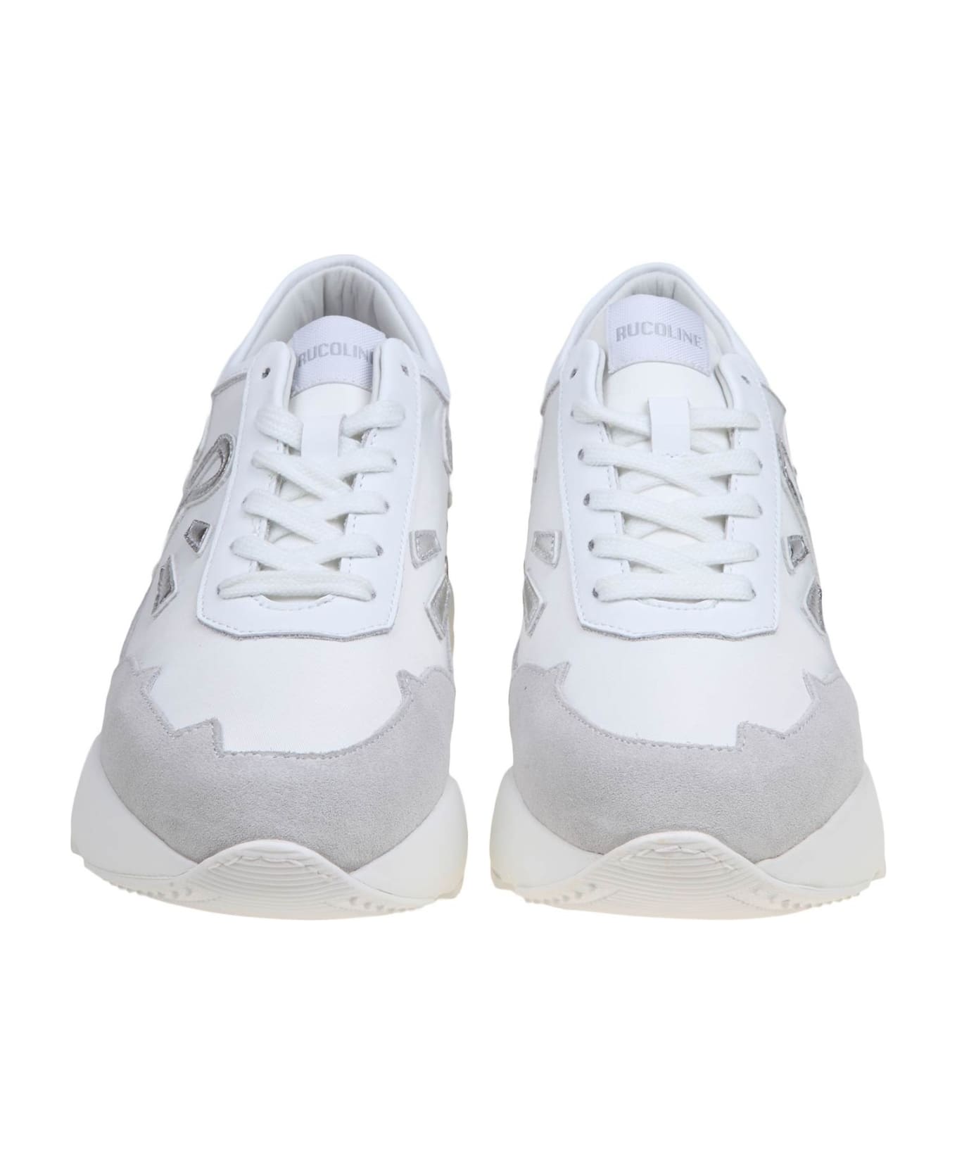 Ruco Line White And Silver Leather Sneakers - WHITE