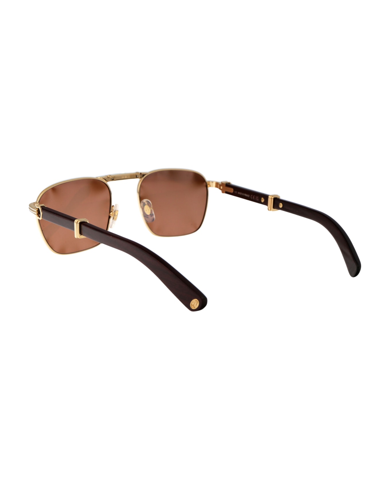 Cartier Eyewear Ct0428s Sunglasses - 001 GOLD BURGUNDY BROWN