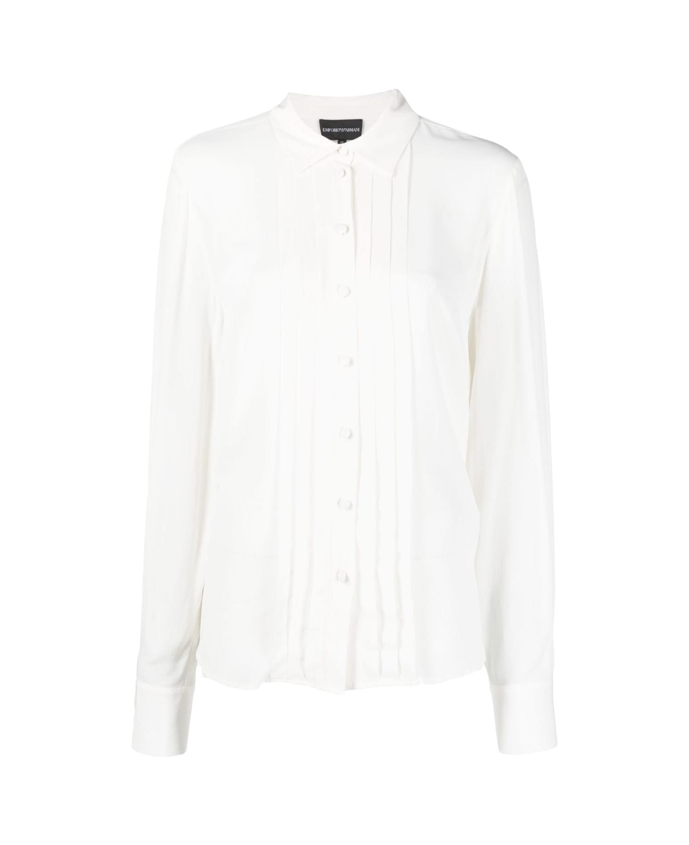 Emporio Armani Long Sleeves Shirt With Bow - Hot White シャツ