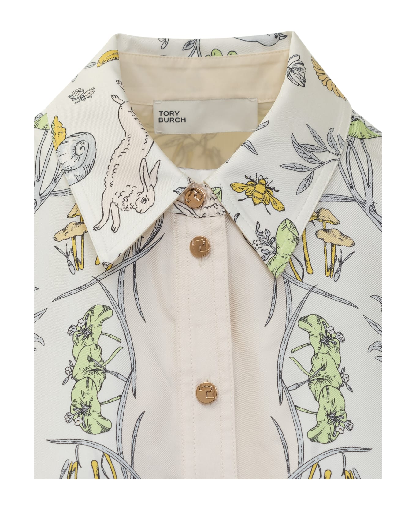 Tory Burch Printed Silk Twill Shirtdress - Neutral Meadow ワンピース＆ドレス