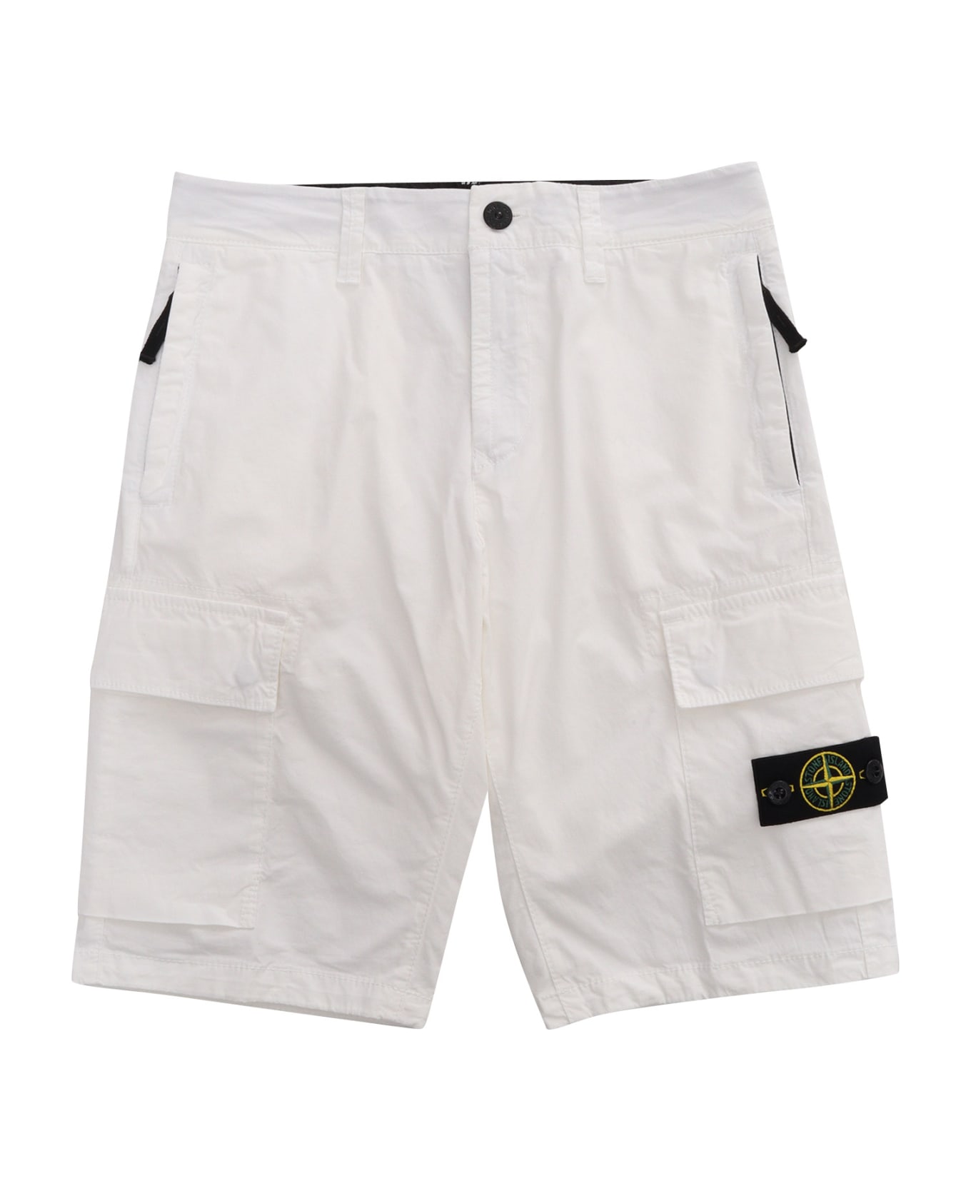 Stone Island Junior White Bermuda Shorts - WHITE