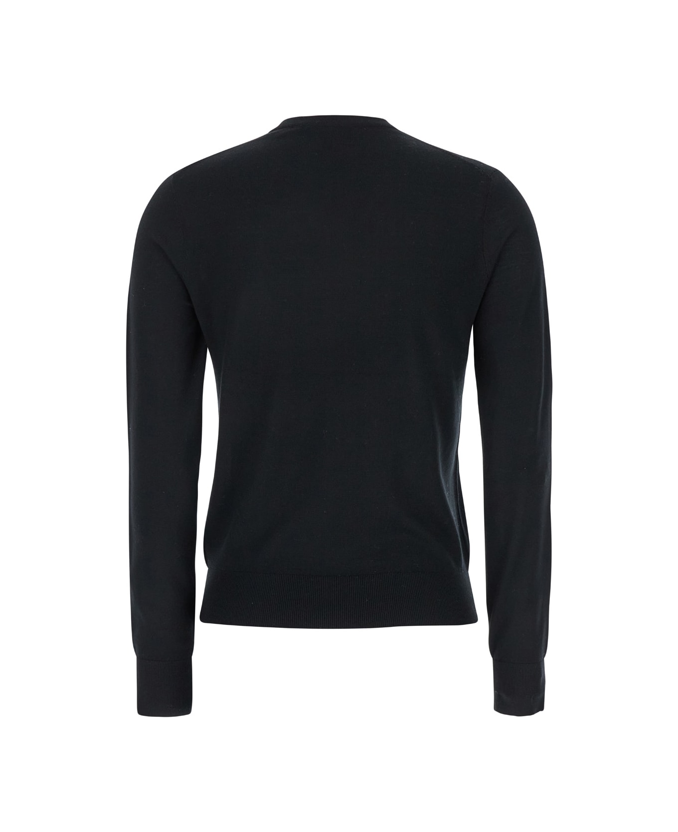Theory Black Crewneck Sweater In Wool Woman - Black
