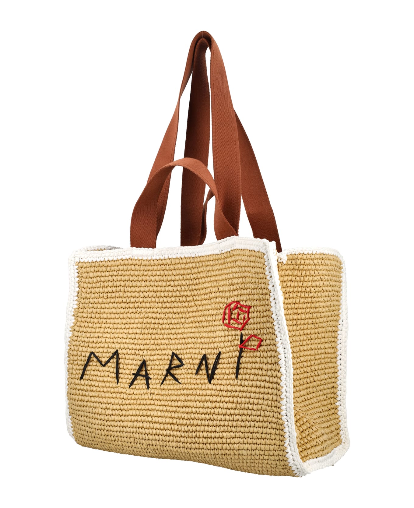 Marni Sillo Medium Shopper - Natural/white/rust