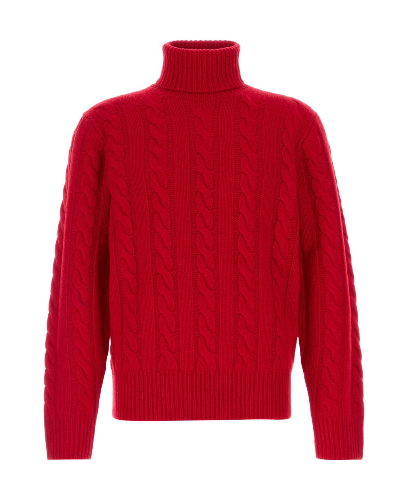 Ralph Lauren Red Wool Blend Sweater - PARK AVE RED