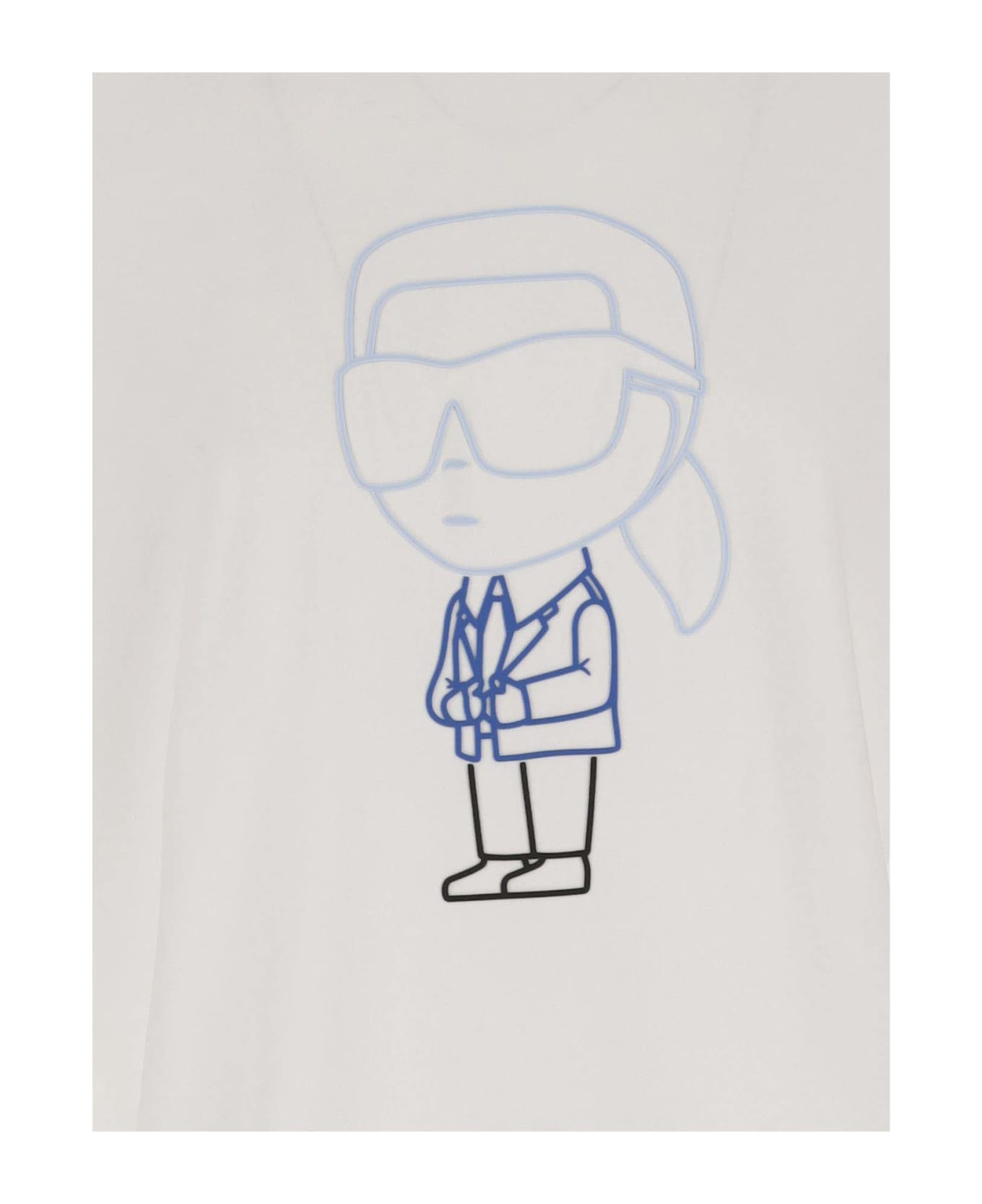 Karl Lagerfeld Stretch Cotton T-shirt With Logo - White